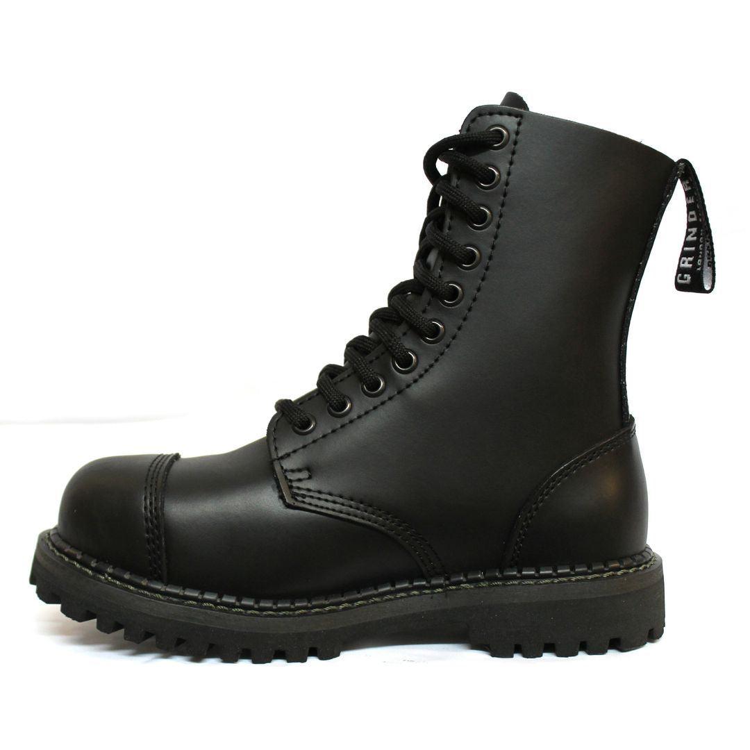Unisex Real Leather Military Boots Black Ginders Stag Punk Rock Safety Steel Toe - Knighthood Store