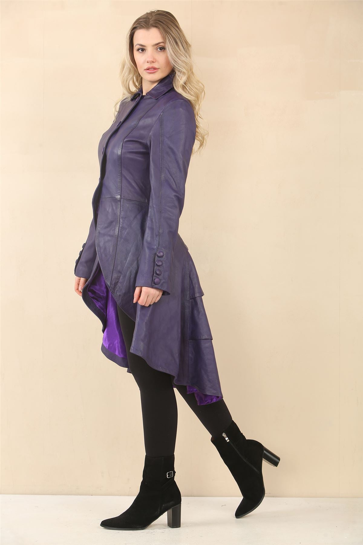 Women's Gothic Full Length Victorian Leather Coat