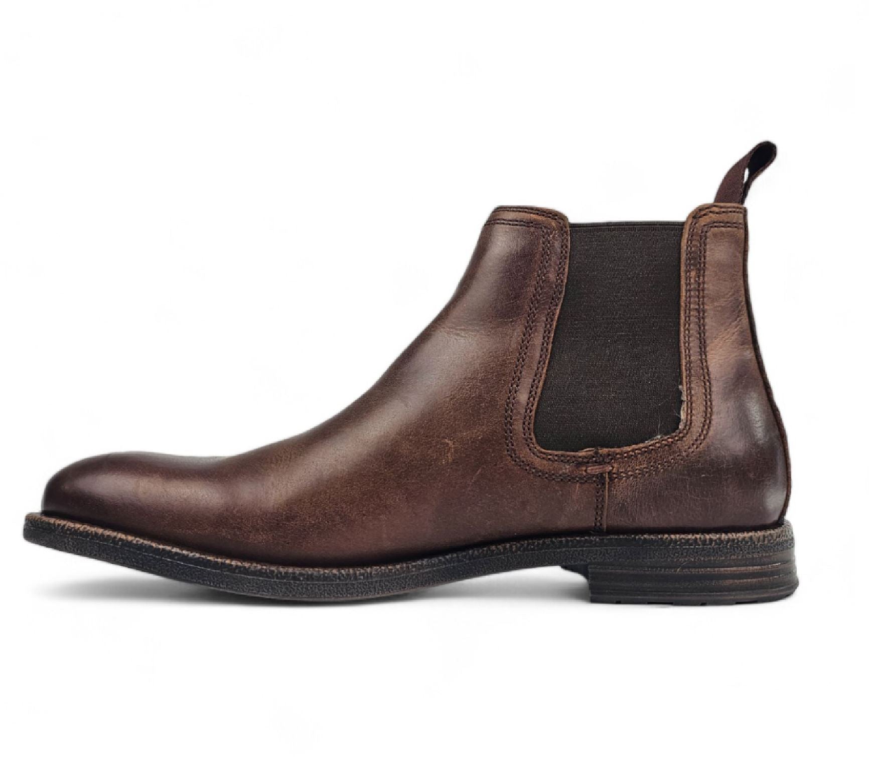 Sergio - Men's Brown Slip On Leather Chelsea Boots