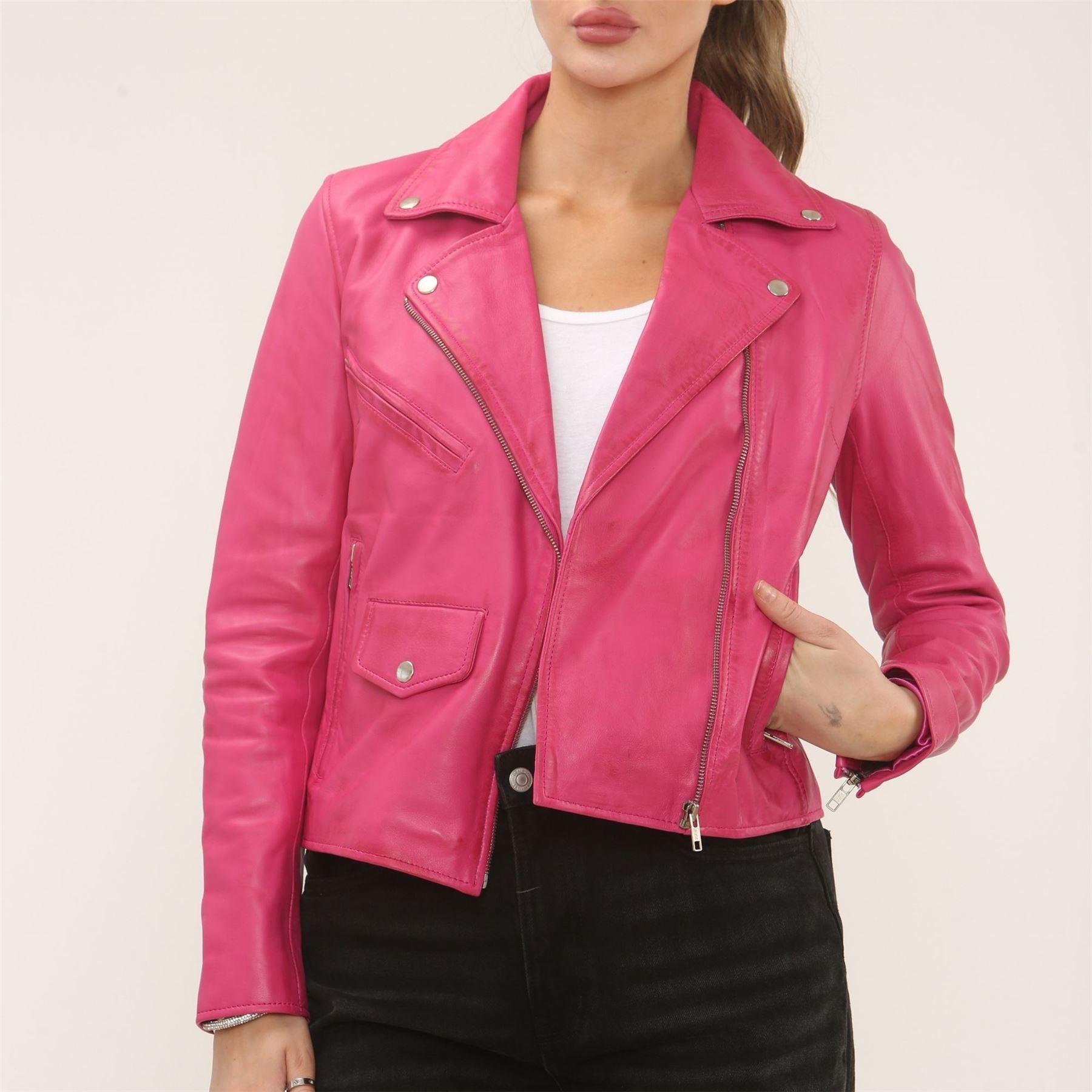 Women's Real Leather Brando Style Biker Jacket