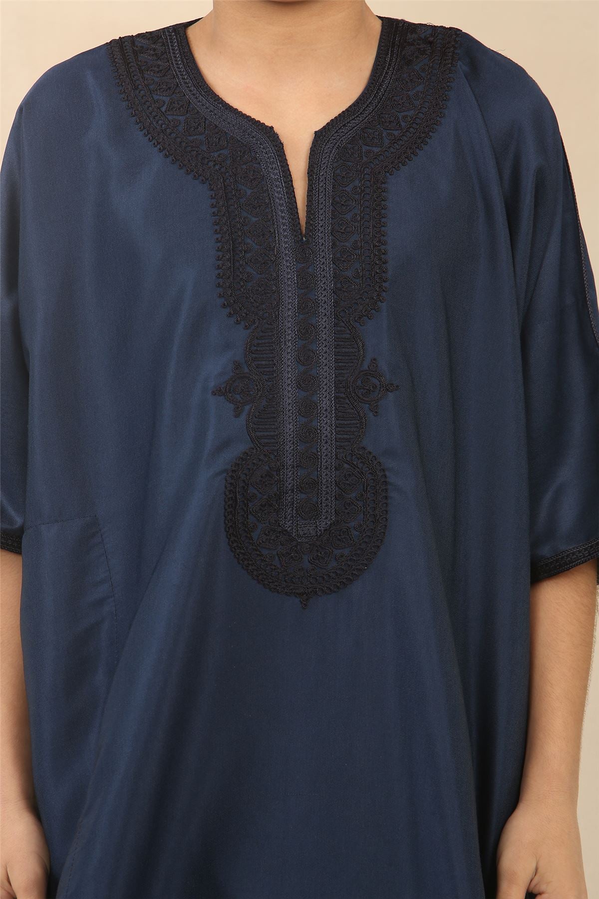 Boys Moroccan Thobe Gandoura Short Sleeve Jubba Islamic Clothing Kaftan Eid Robe Arab Embroidery