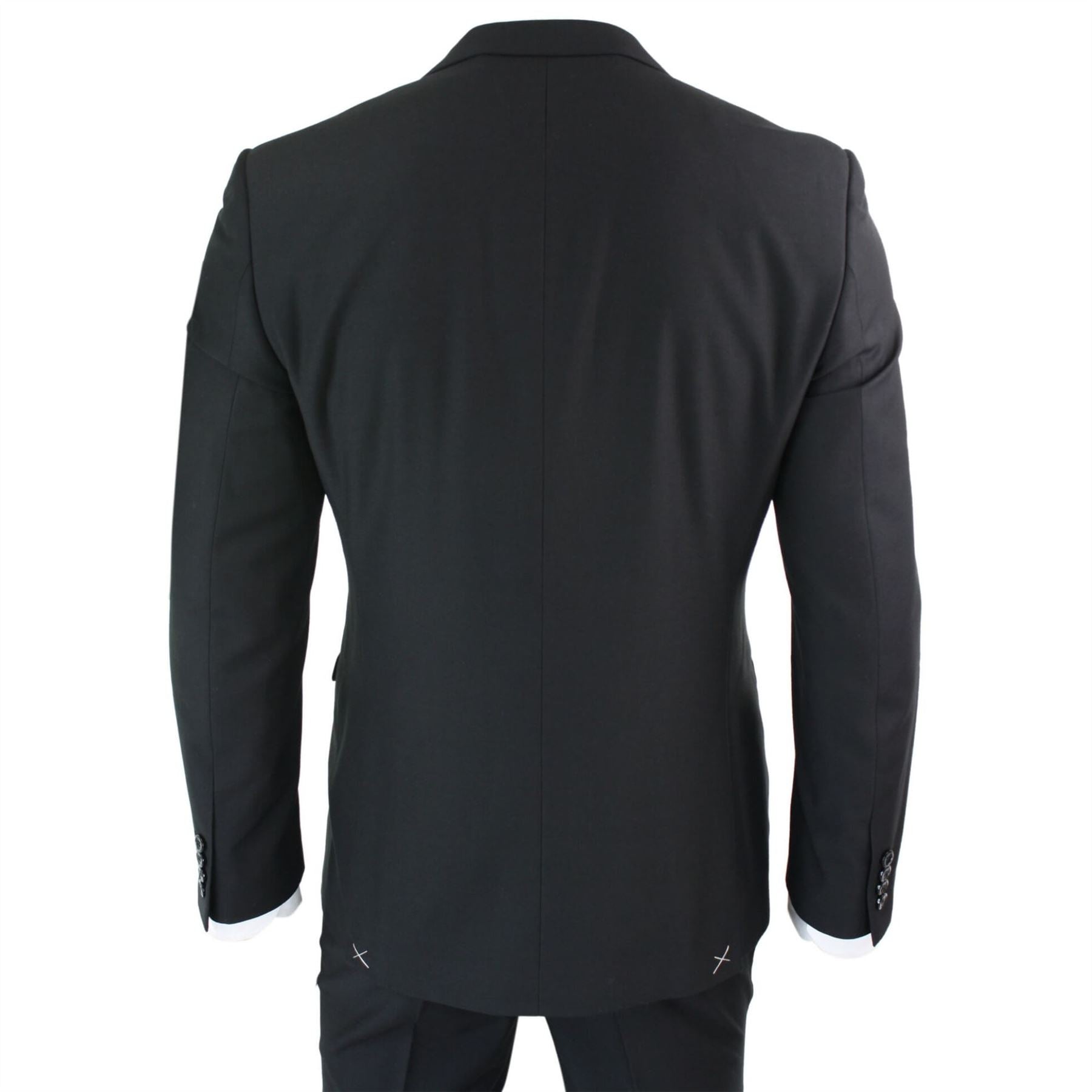 Mens 3 Piece Black Tailored Fit Complete Suit Classic Doorman Morning Funeral
