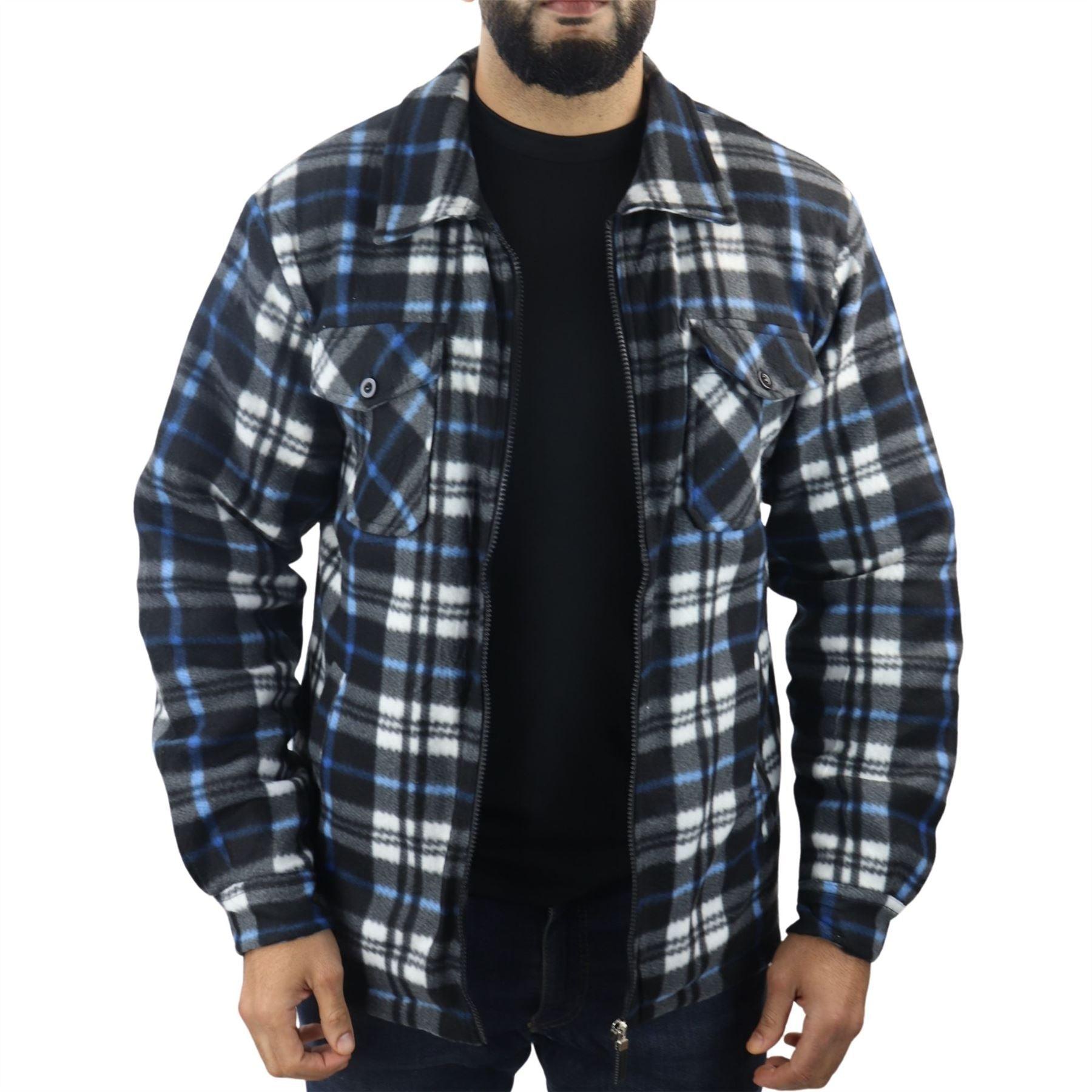 Men's Jumper Thermal Fleece Fur Lined Lumberjack Zipped Check Winter Shirt - Knighthood Store