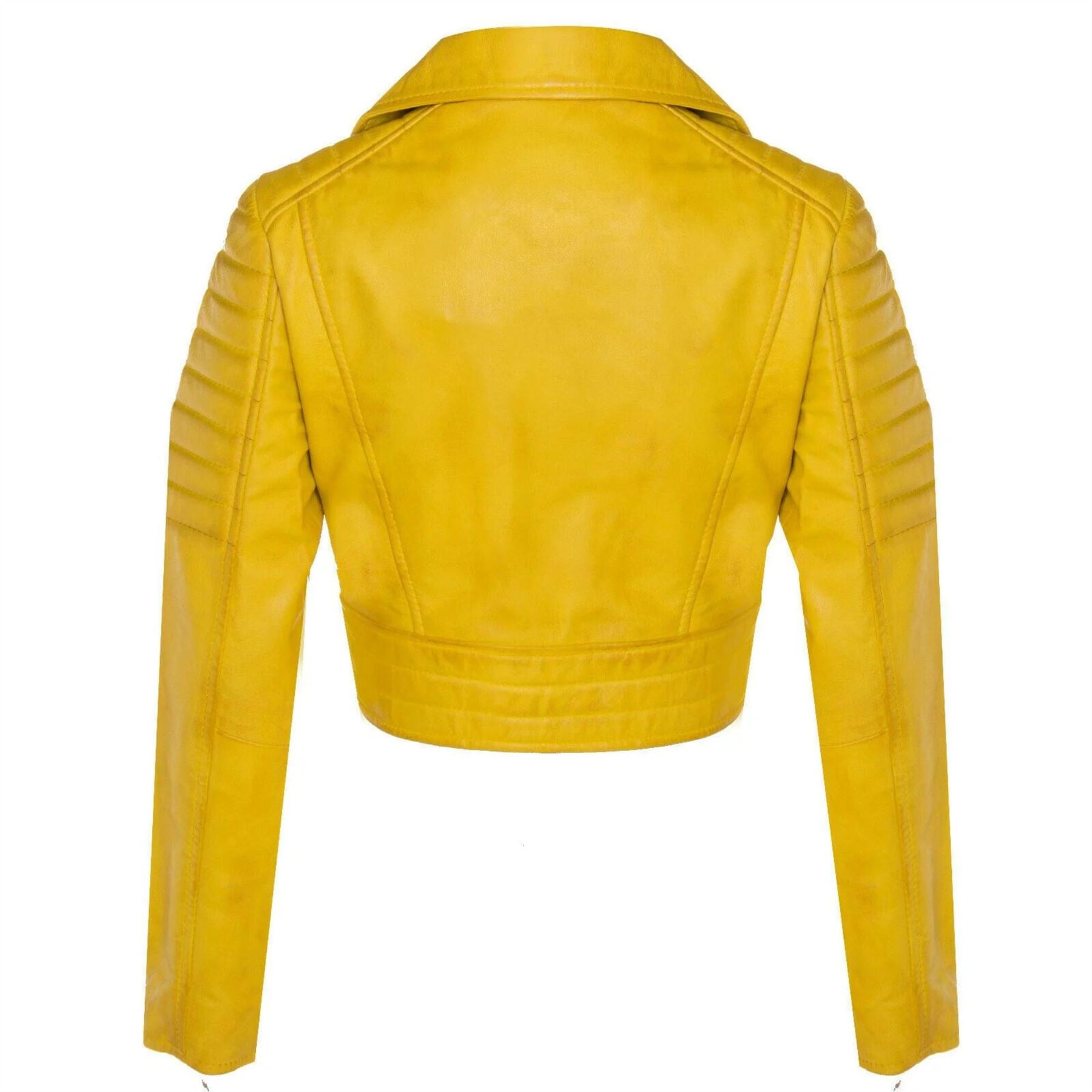 Women's Real Leather Short Cropped Length Biker Jacket