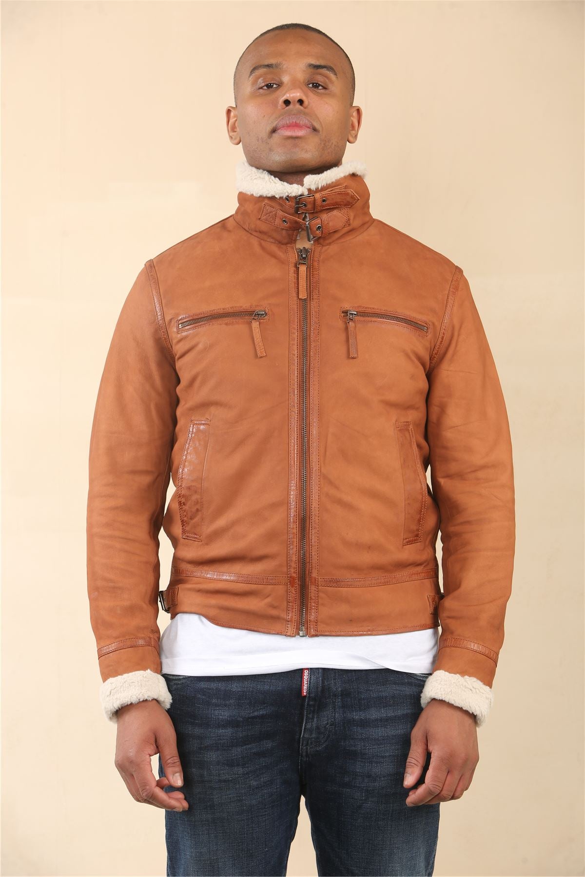Men's Suede Pilot Aviator Leather Jacket