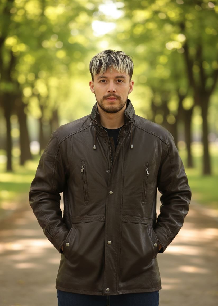 Men's Lambskin Leather Mid Length Jacket