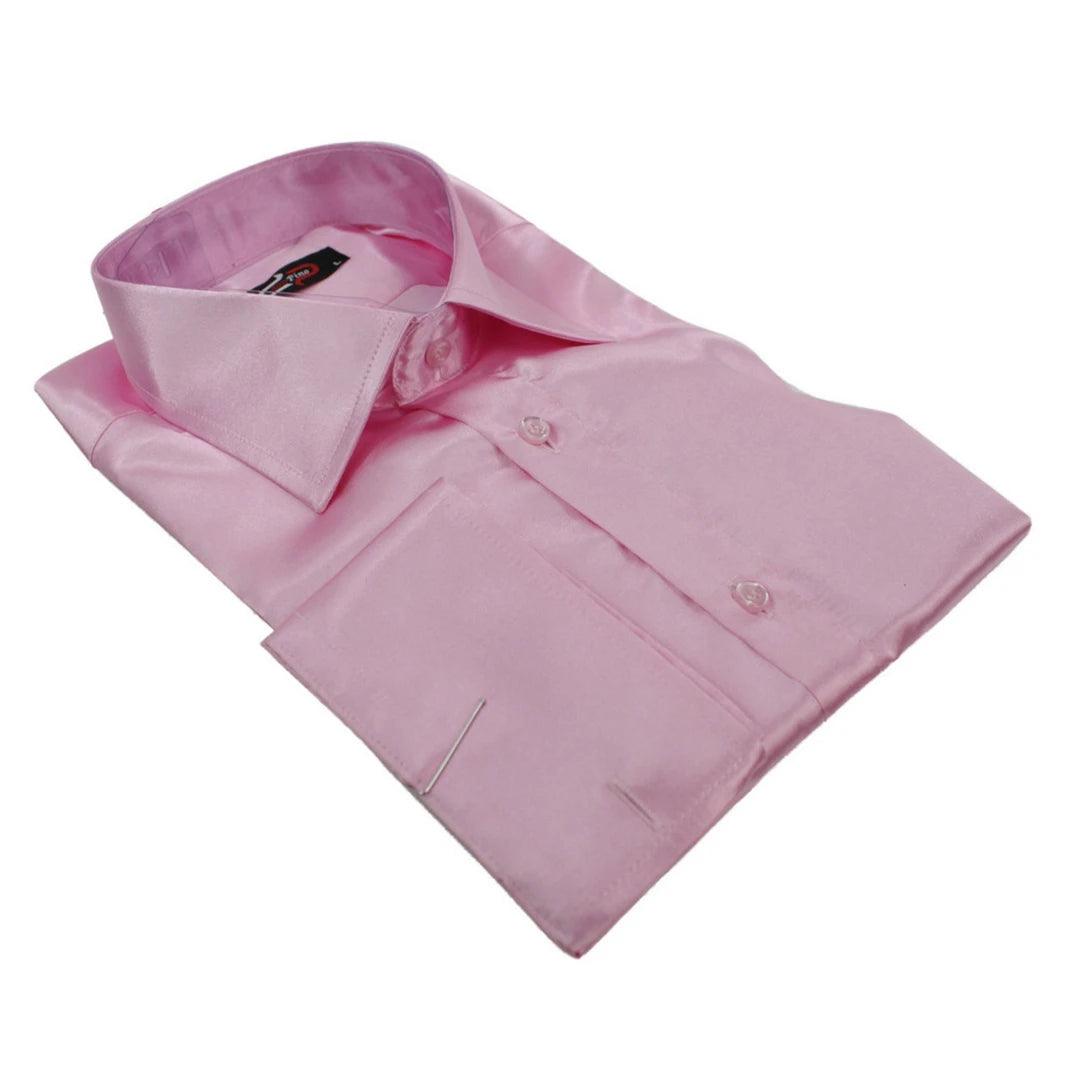 Mens Satin Silk Shirt Smart Casual Button Down Cuff Tailored Fit Shiny Party - Knighthood Store