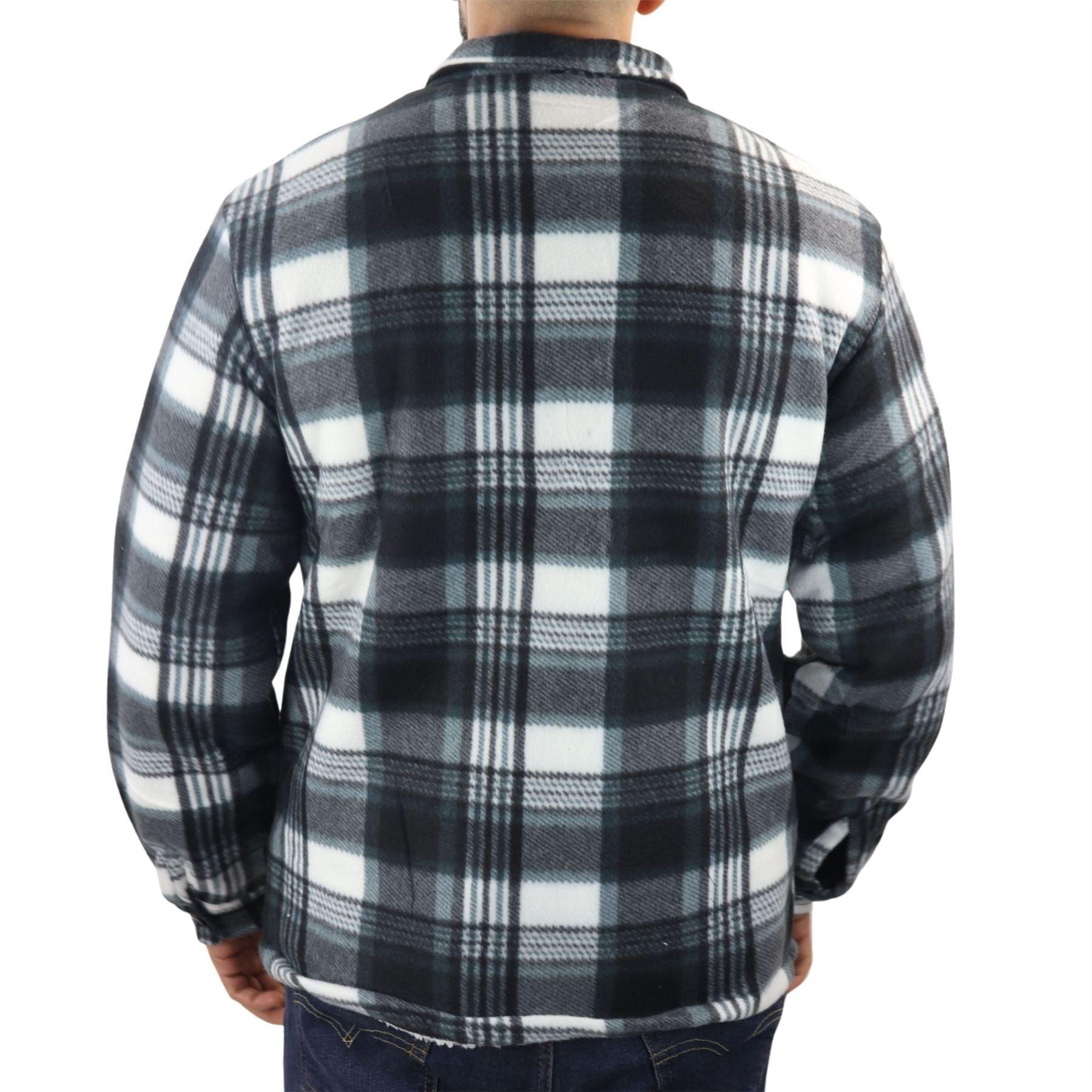 Men's Jumper Thermal Fleece Fur Lined Lumberjack Zipped Check Winter Shirt - Knighthood Store