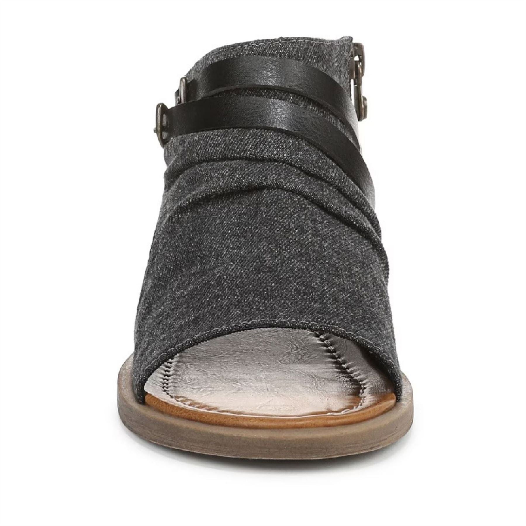 Denver - Women's Charcoal Strappy Low Wedge Sandals