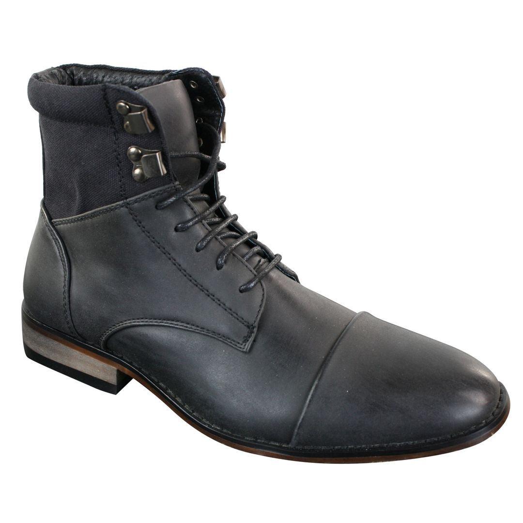 Mens Slim Fit Vintage Retro Sherlock Laced Smart Casual Ankle Boots Leather - Knighthood Store