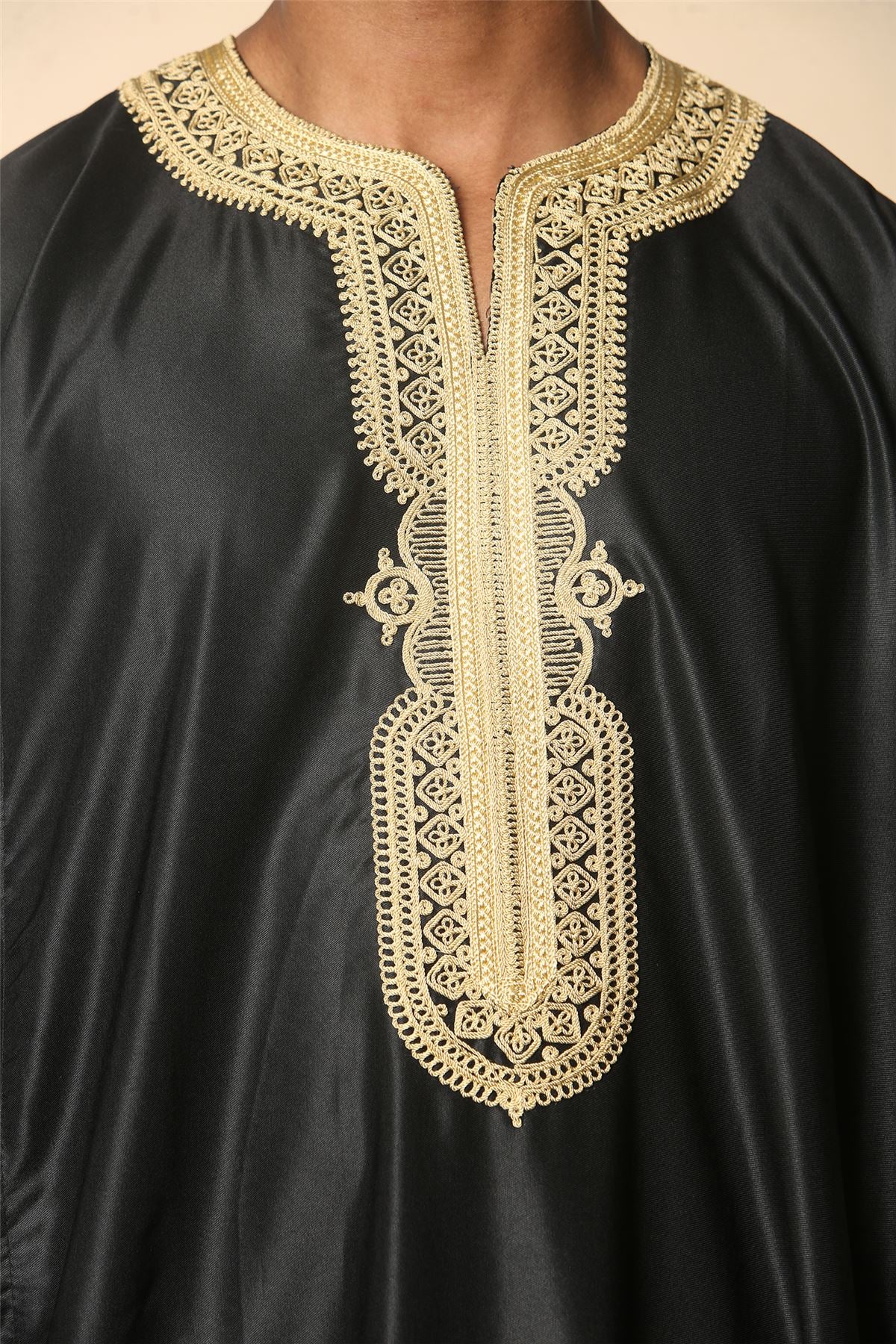 Men's Moroccan Thobe Gandoura Short Sleeve Jubba Islamic Clothing Kaftan Eid Robe Arab Embroidery