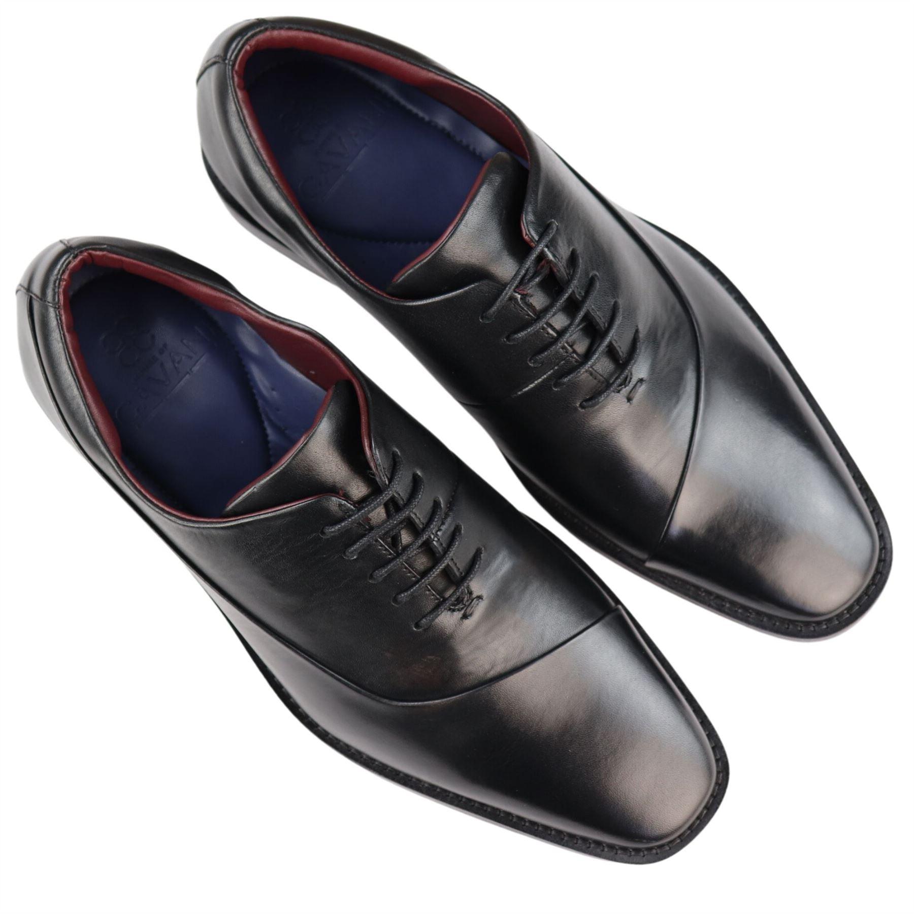 Mens Laced Real Leather Derby Shoes Smart Formal Classic Black Brown - Knighthood Store