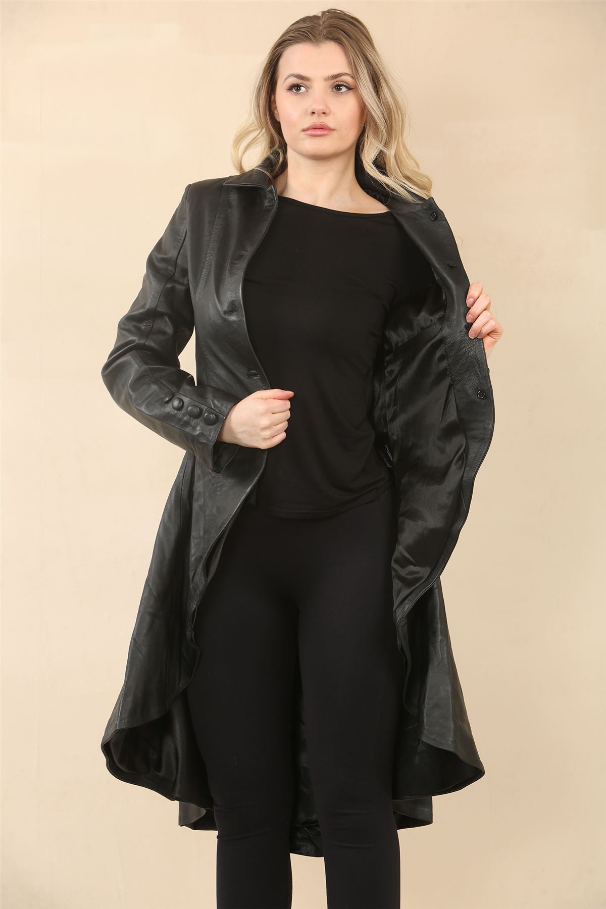 Women's Gothic Full Length Victorian Leather Coat