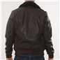 Men's Leather Bomber Jacket Fur Collar Aviator Coat