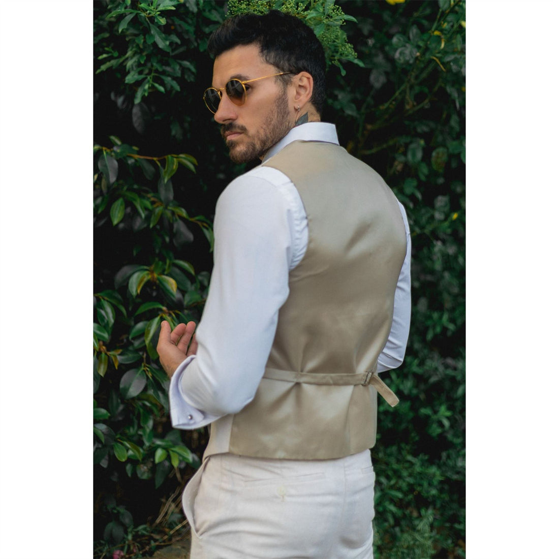 Mens Summer Suit Waistcoat Trousers Linen Smart Formal Cream Beige Wedding