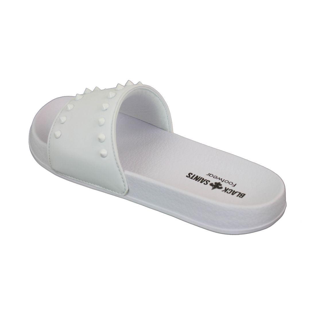 Mens Black White Stripes Spikes Flip Flops Slippers Summer Beach Casual Walking - Knighthood Store