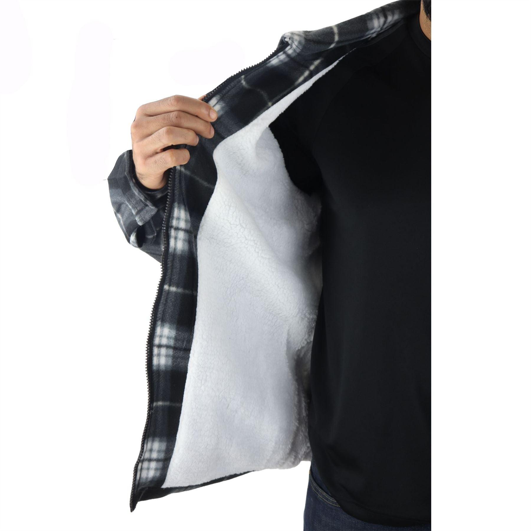 Men's Jumper Thermal Fleece Fur Lined Lumberjack Zipped Check Winter Shirt - Knighthood Store