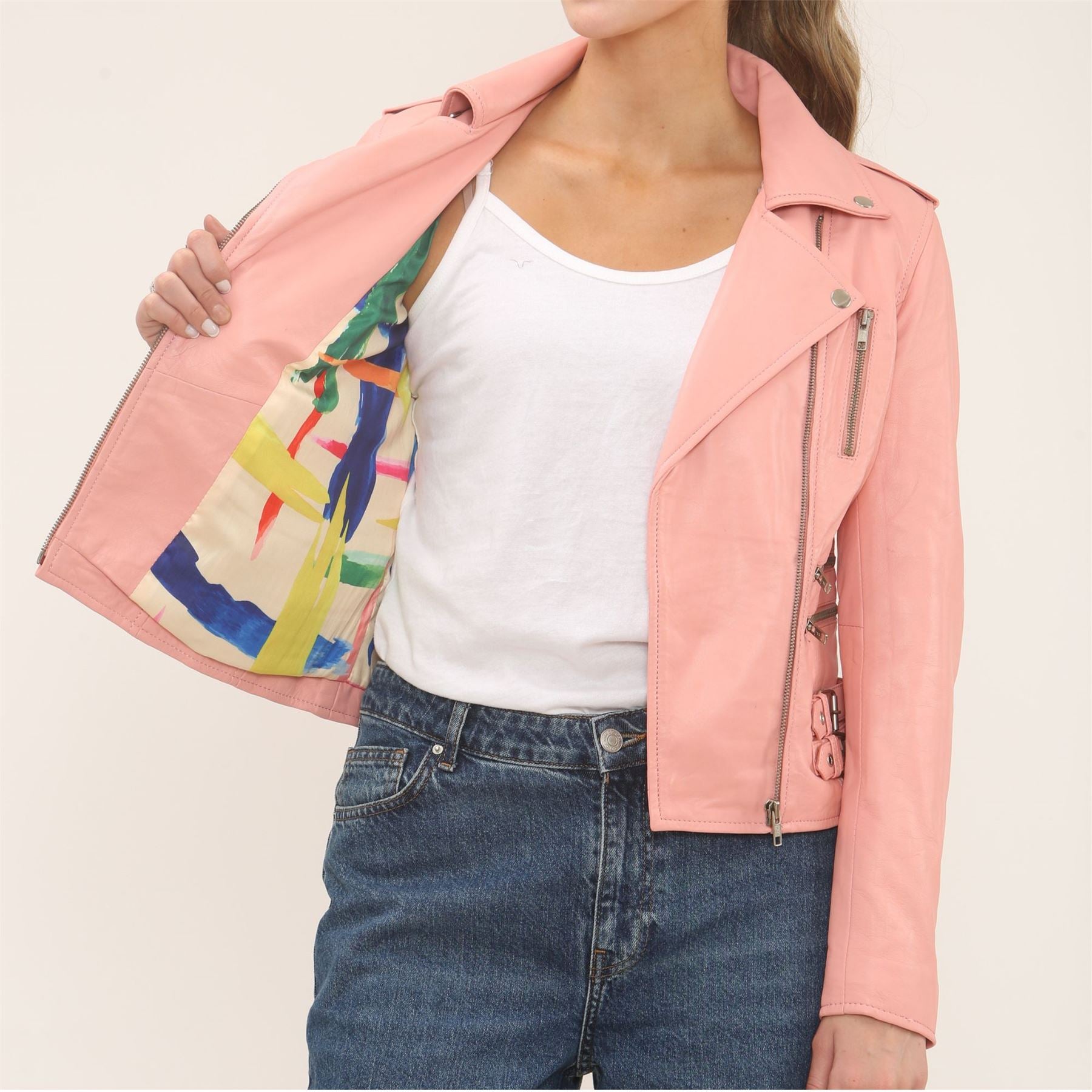 Women's Real Lamb Nappa Leather Vintage Biker Jacket