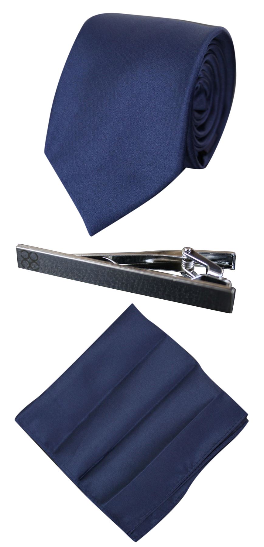 Mens Matching Satin Silk Tie Hanky Hankerchief & Tie Clip Polka Dot Wedding Prom Office