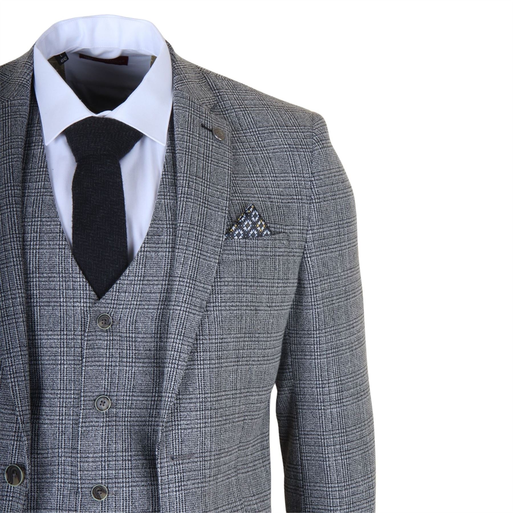 Parker - Men's Grey Classic Check Slim Fit 3 Piece Suit