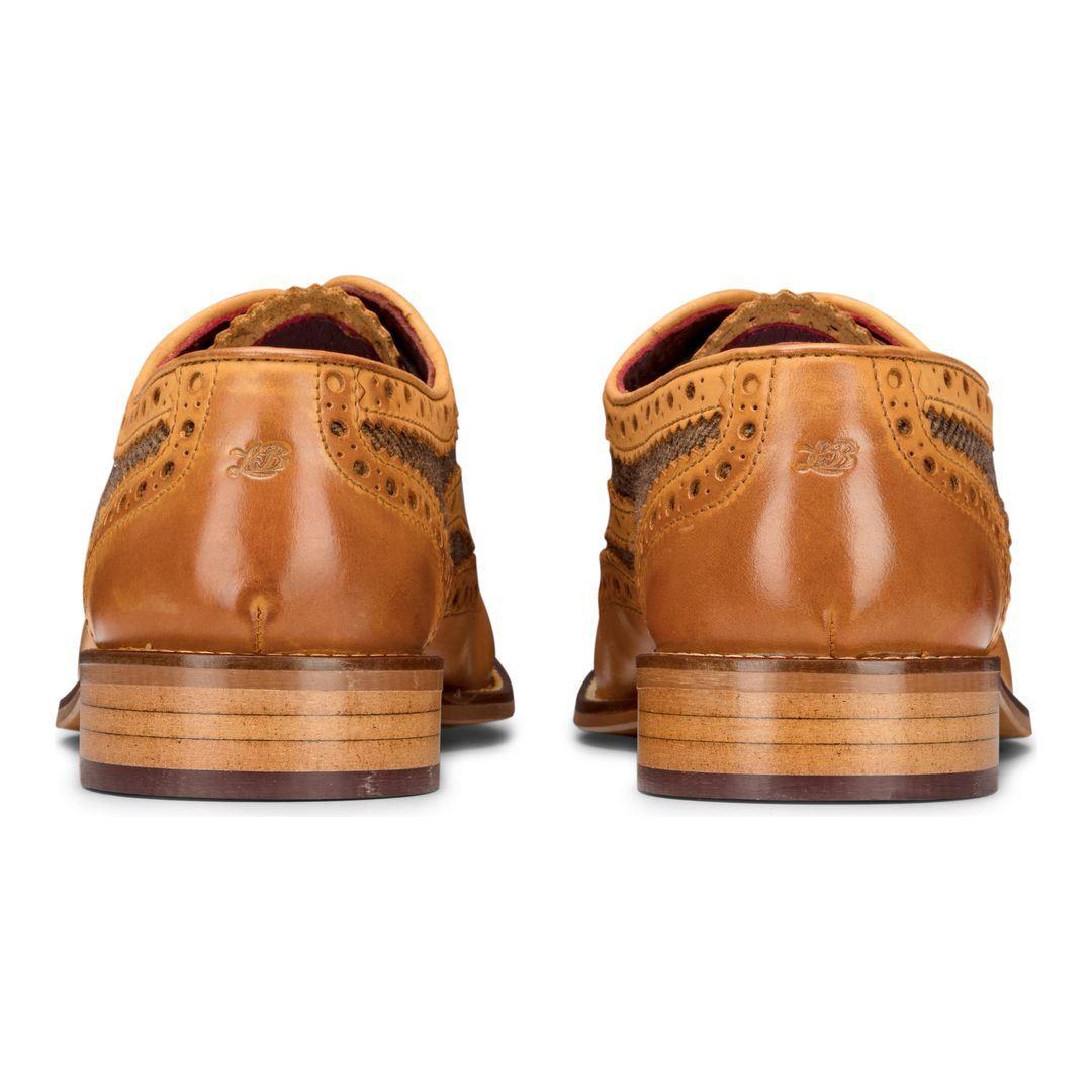 Mens Tan Tweed Olive Leather Gatsby Shoes Vintage Wedding Office Classic - Knighthood Store