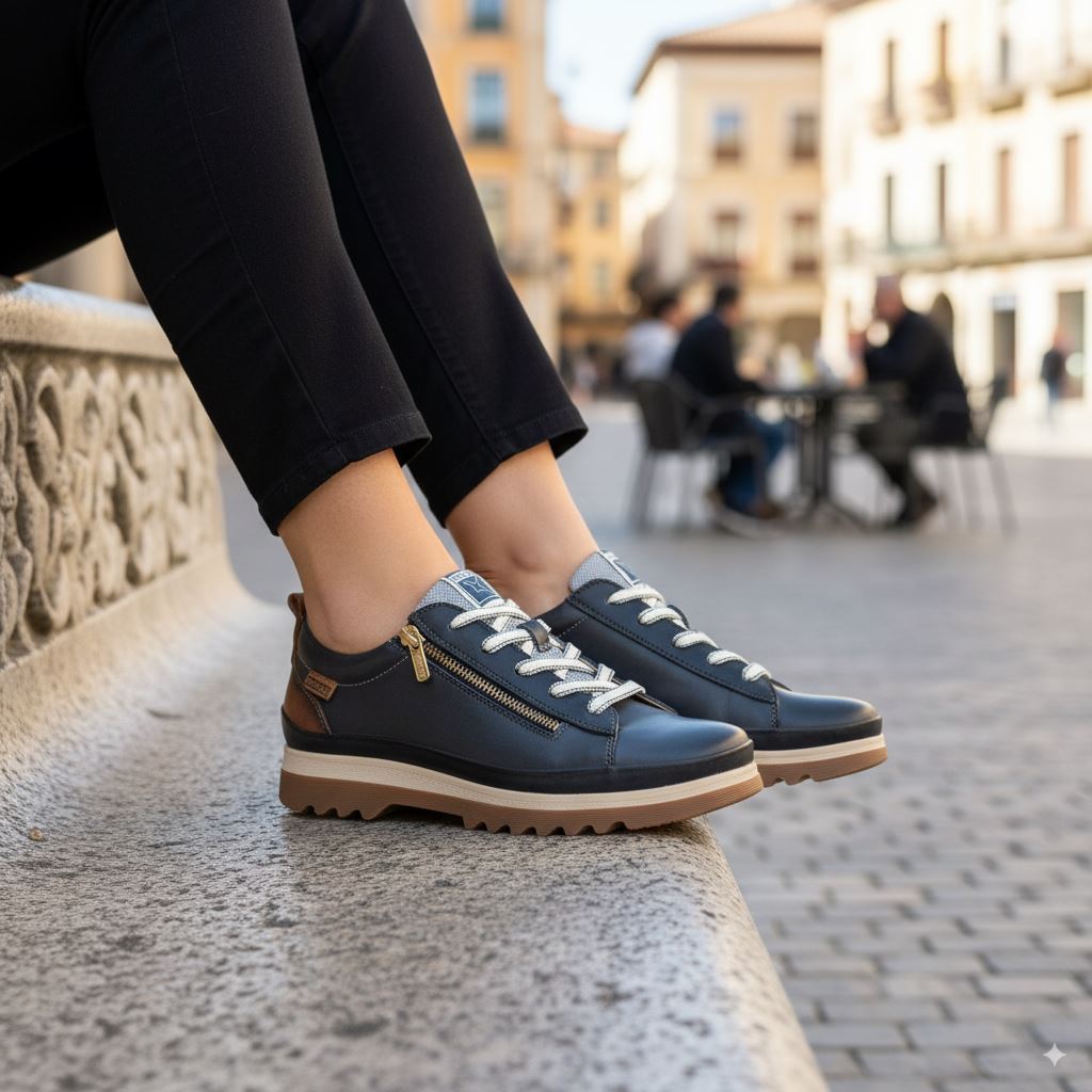 Vigo - Women’s Ocean Blue Leather Sneakers