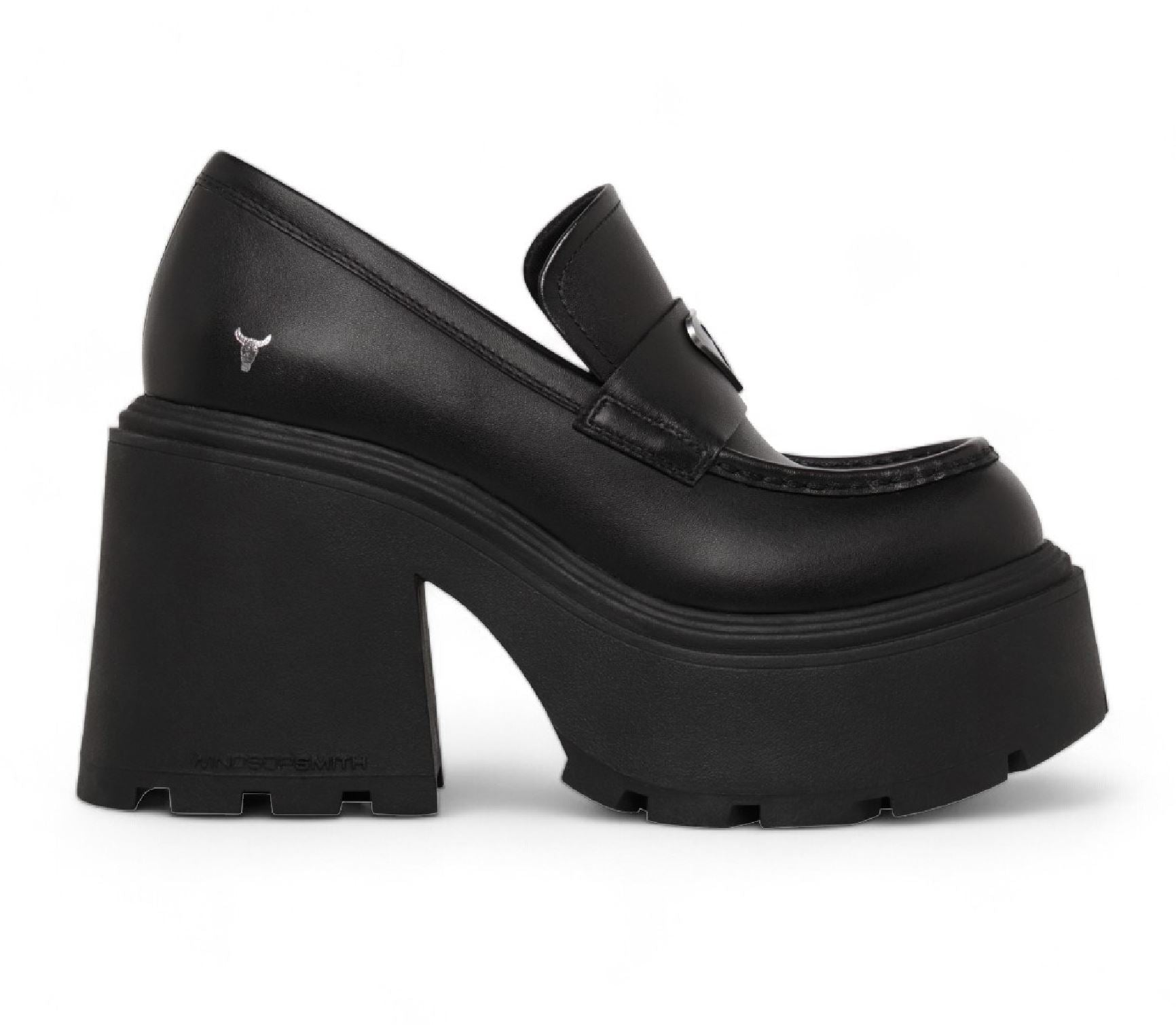 Spoiled - Women's Black Block Heel Leather Loafers