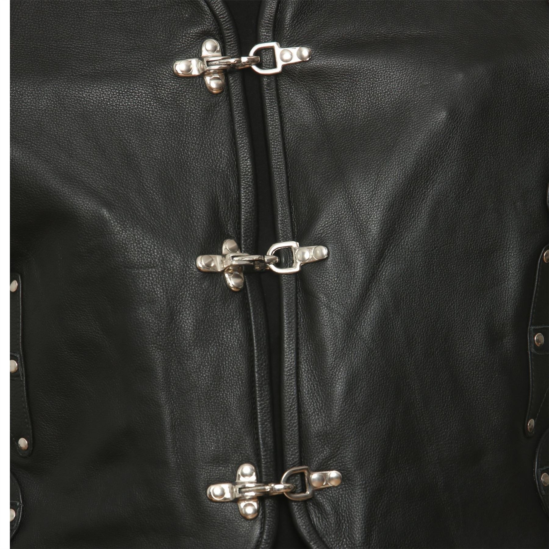 Men's Leather Motorcycle Vest Black Biker Waistcoat