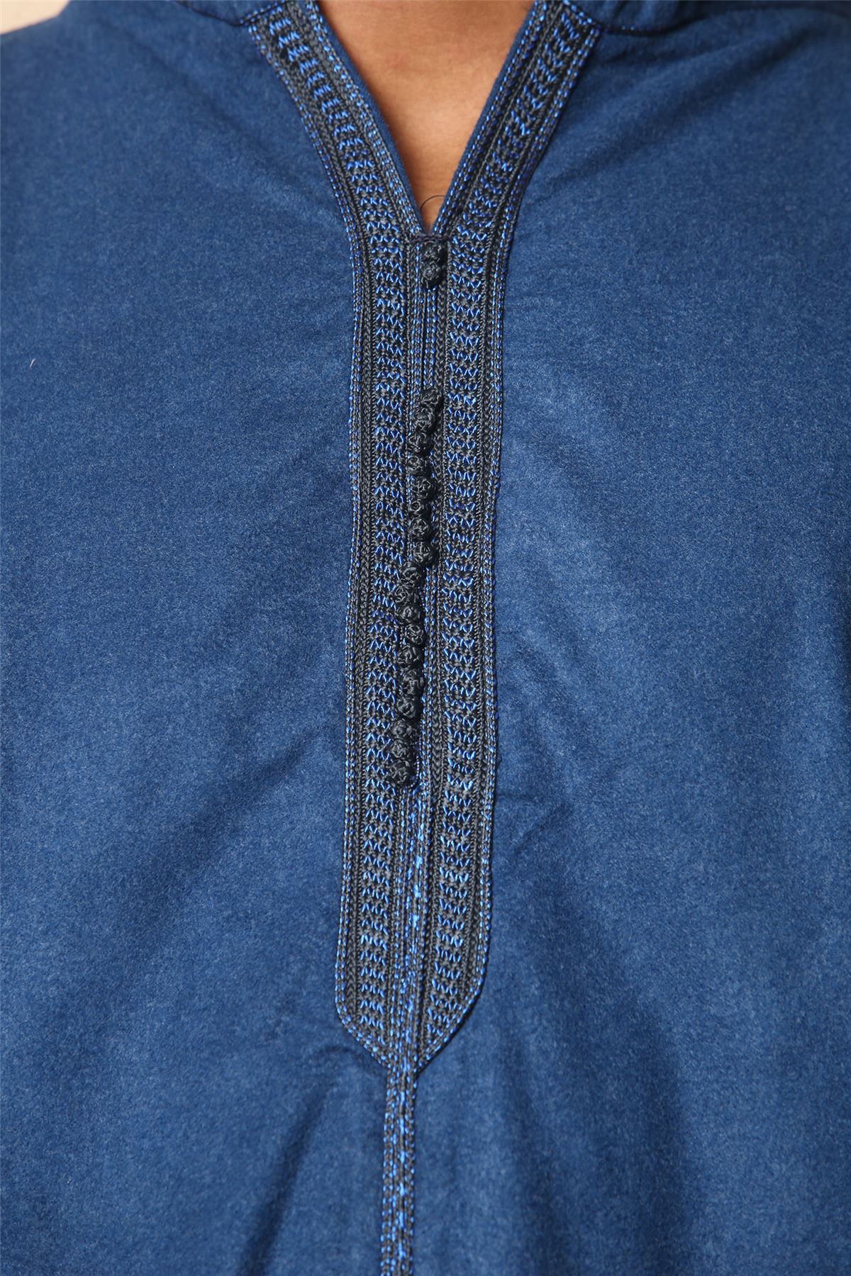 Men's Moroccan Thobe Hooded Djellaba Jubba Islamic Clothing Kaftan Eid Robe Arab Warm Coat