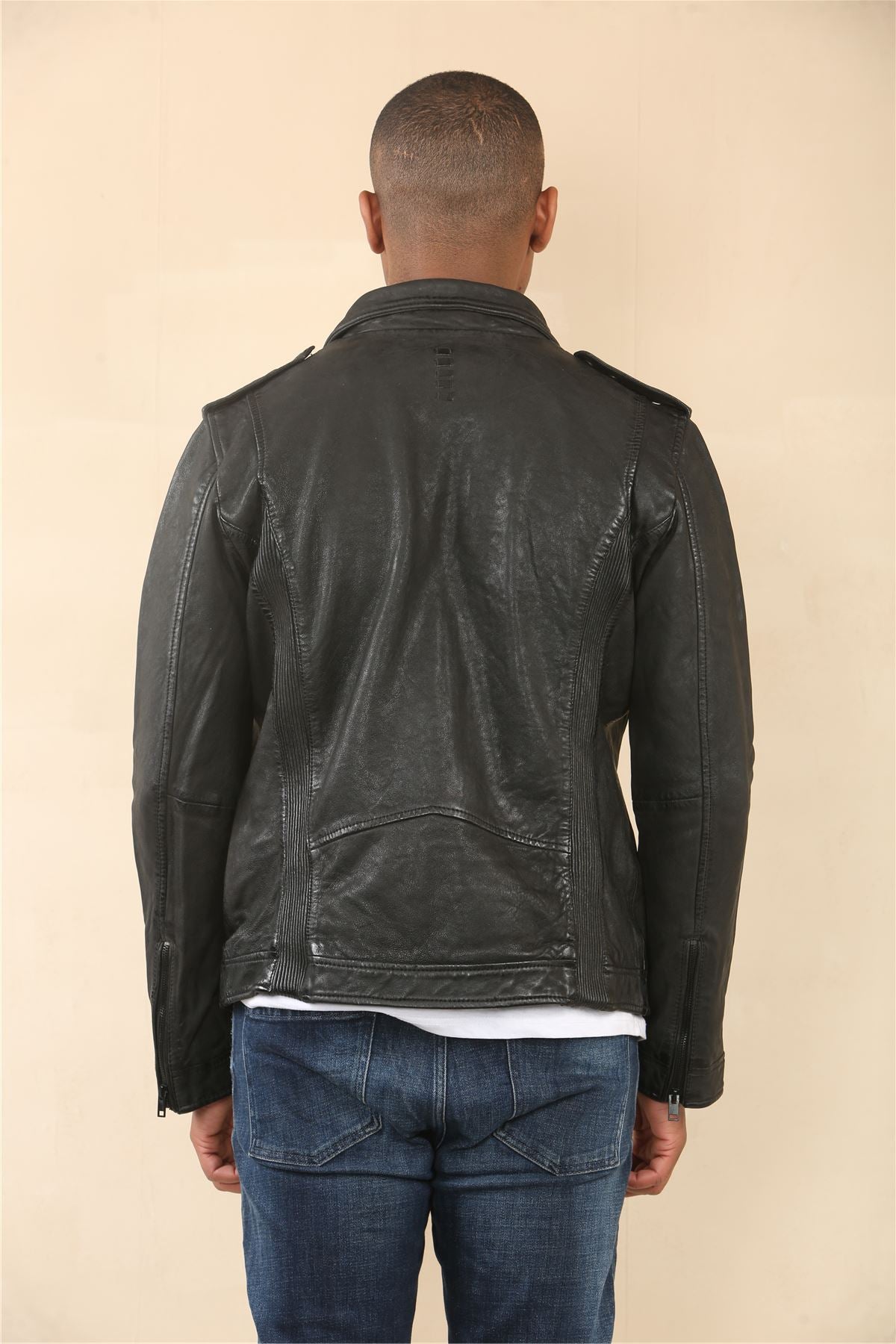 Men's Classic Black Leather Shirt Jacket