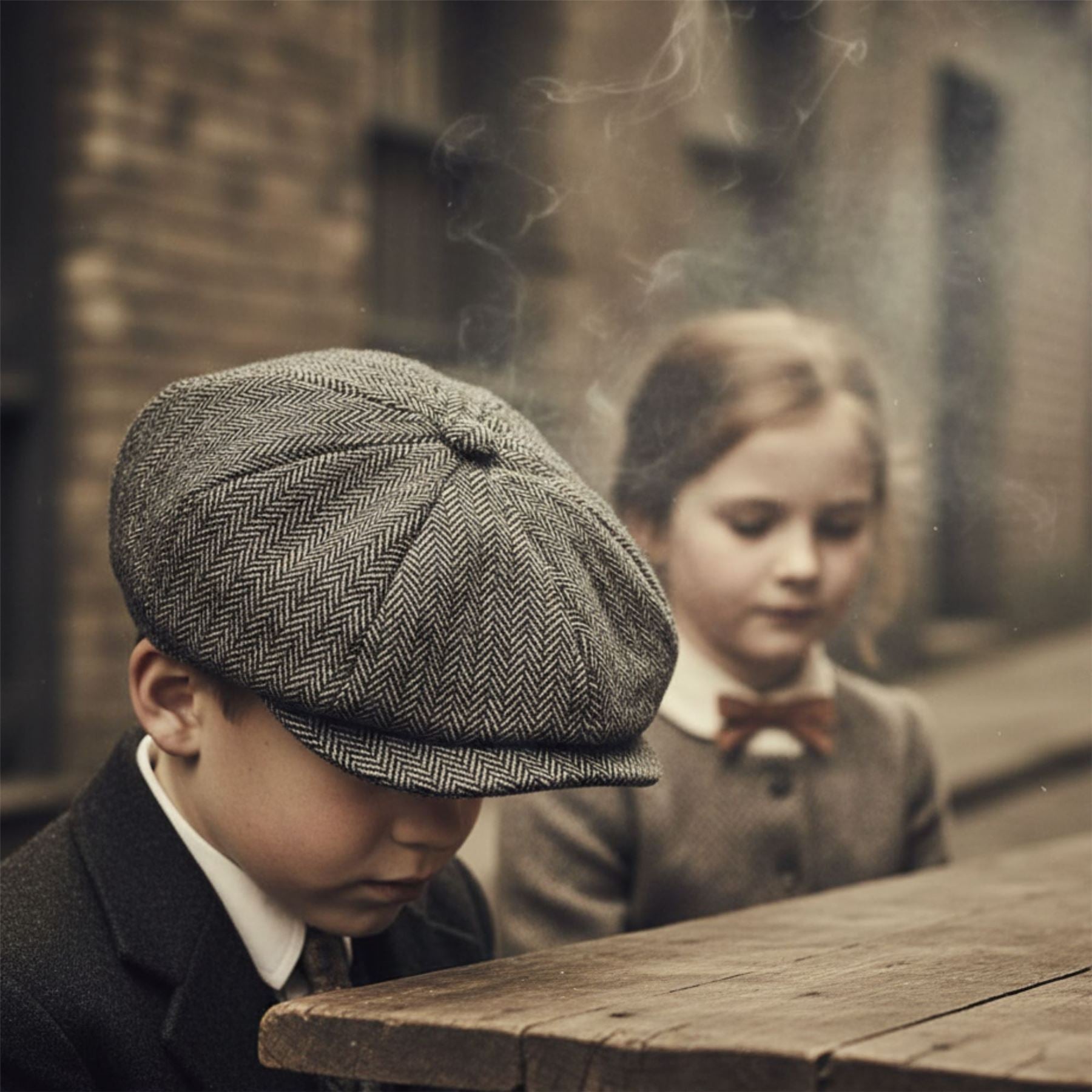 Boys Herringbone Newsboy Hat Flat Cap