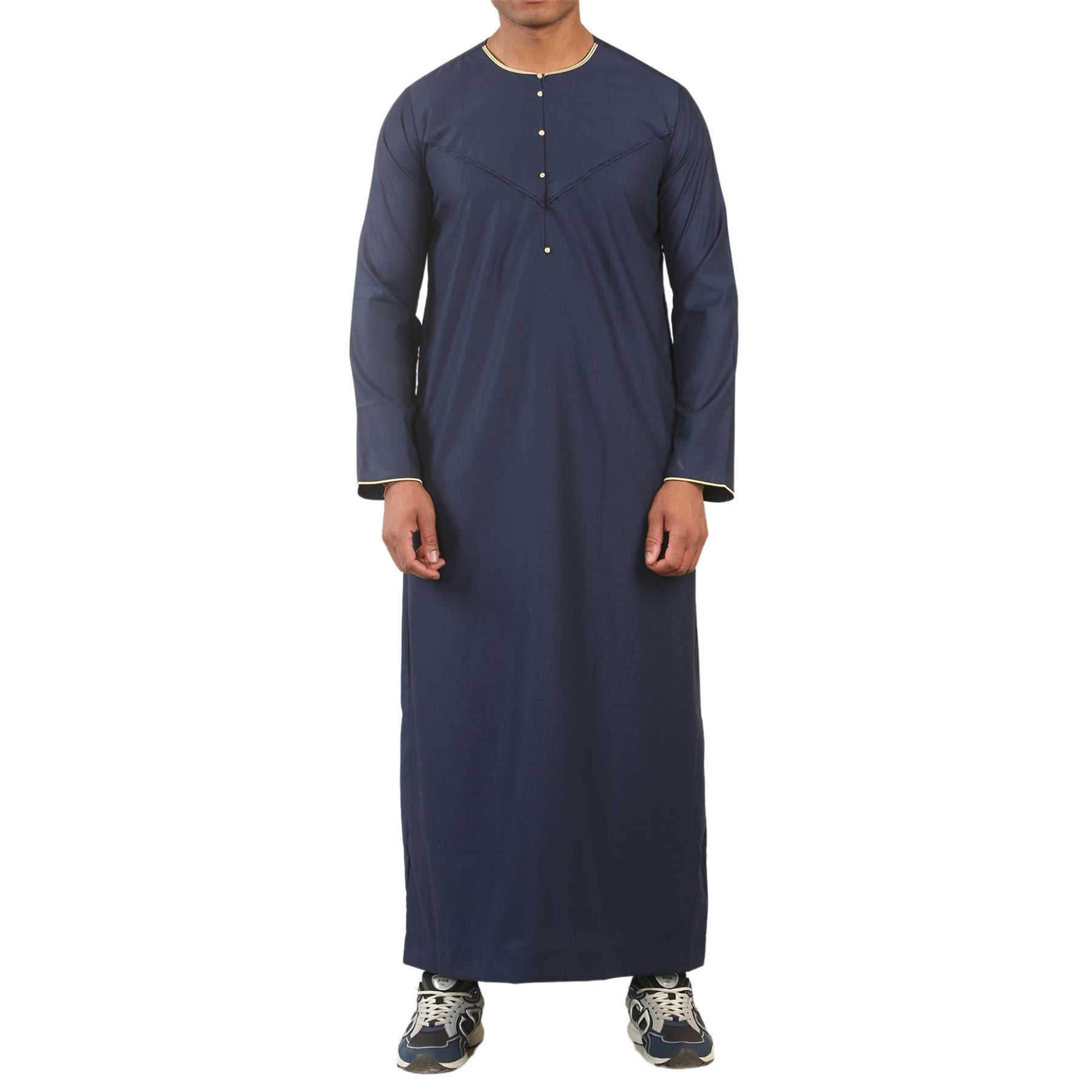 Men's Thobe Emirati Omani Jubba Islamic Clothing Muslim Kaftan Eid Robe Arab Gold Embroidery
