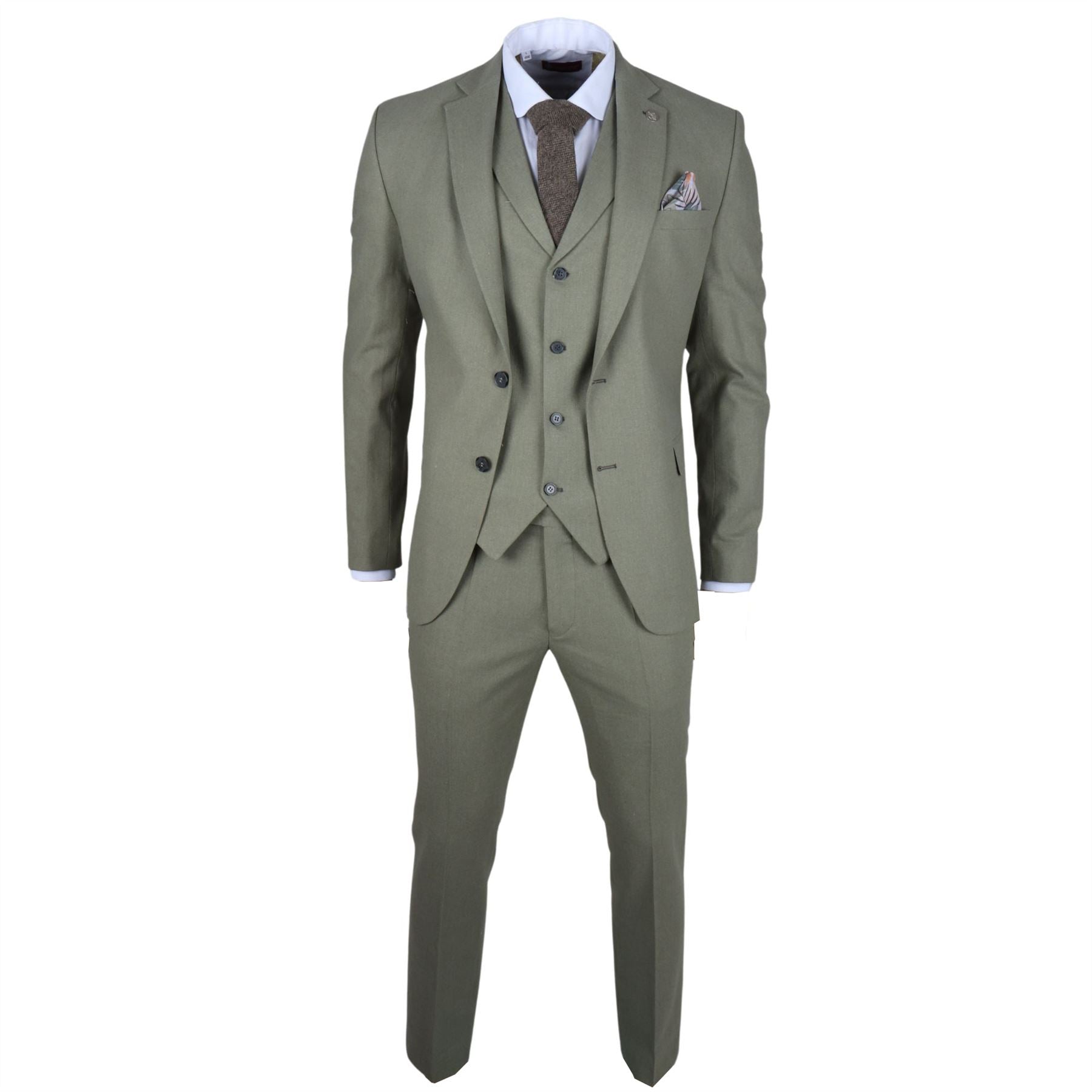 TruClothing TP-22 - Men's Sage 3 Piece Linen Summer Suit