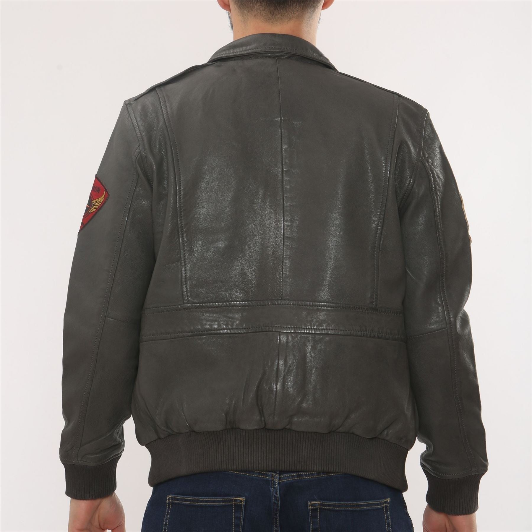Men's Leather Bomber Jacket Pilot Air Force Style