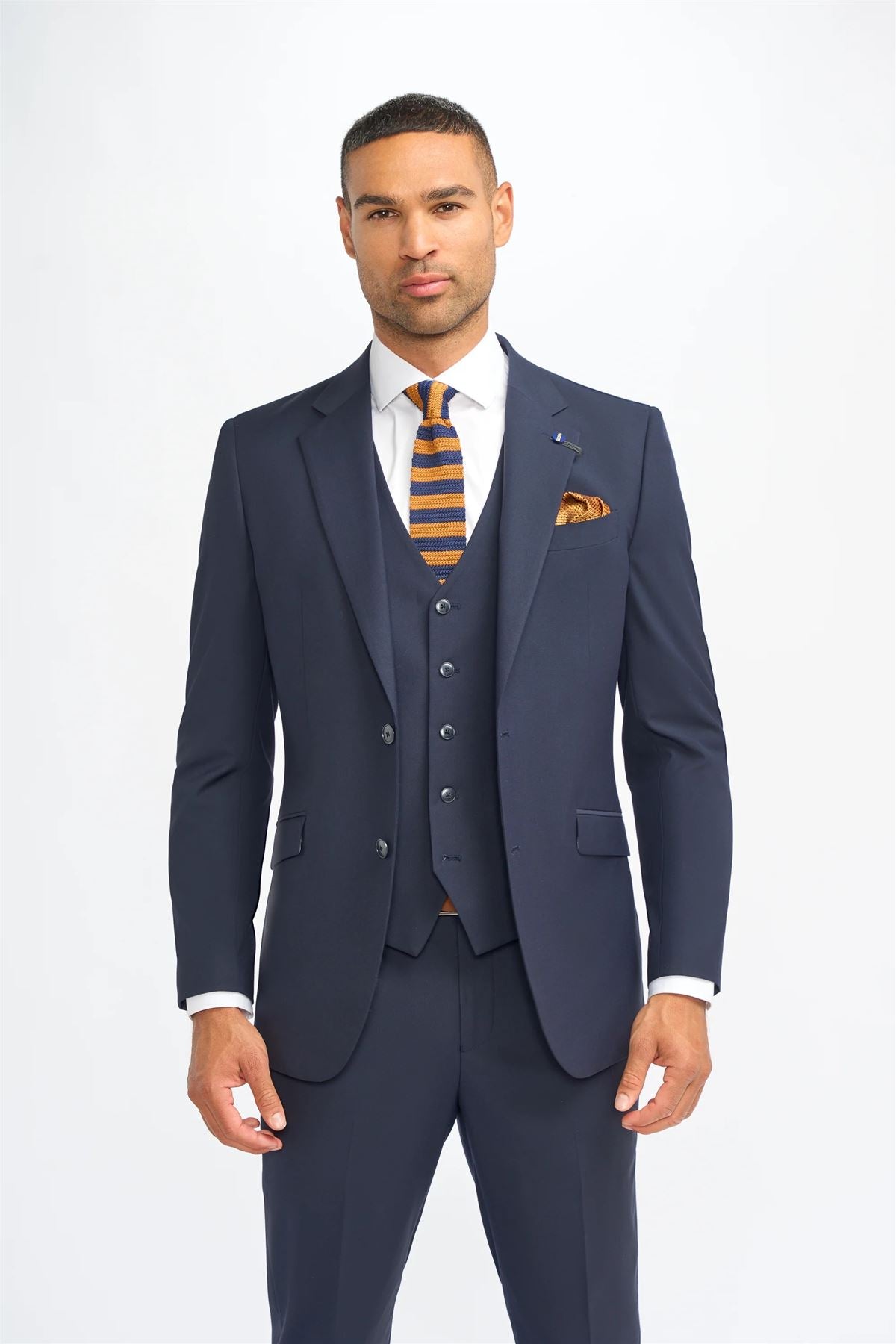 Men's Suit Navy 3 Piece Tailored Fit Formal Classic Gent Dress