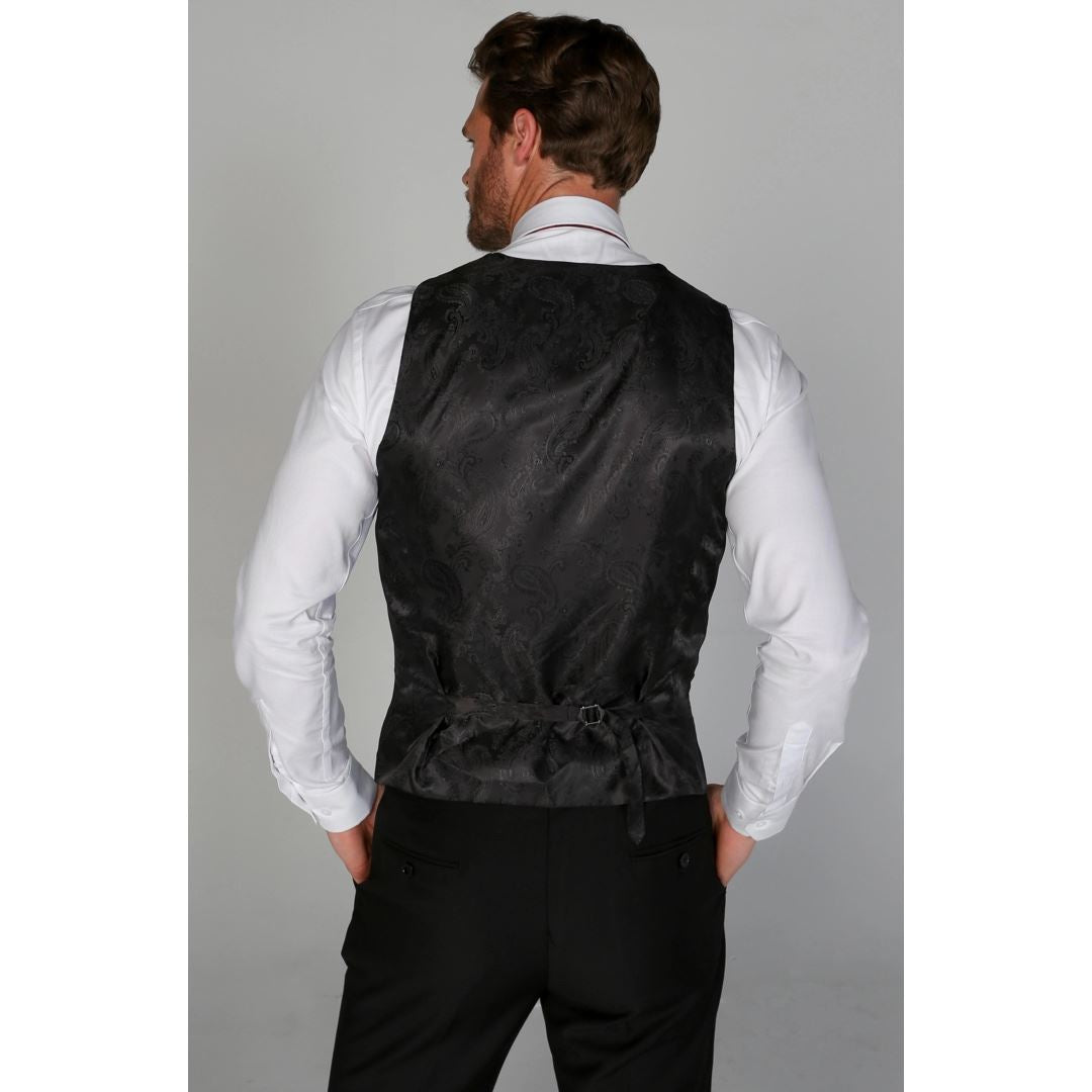 Regent - Men's Black Waistcoat Wedding Prom