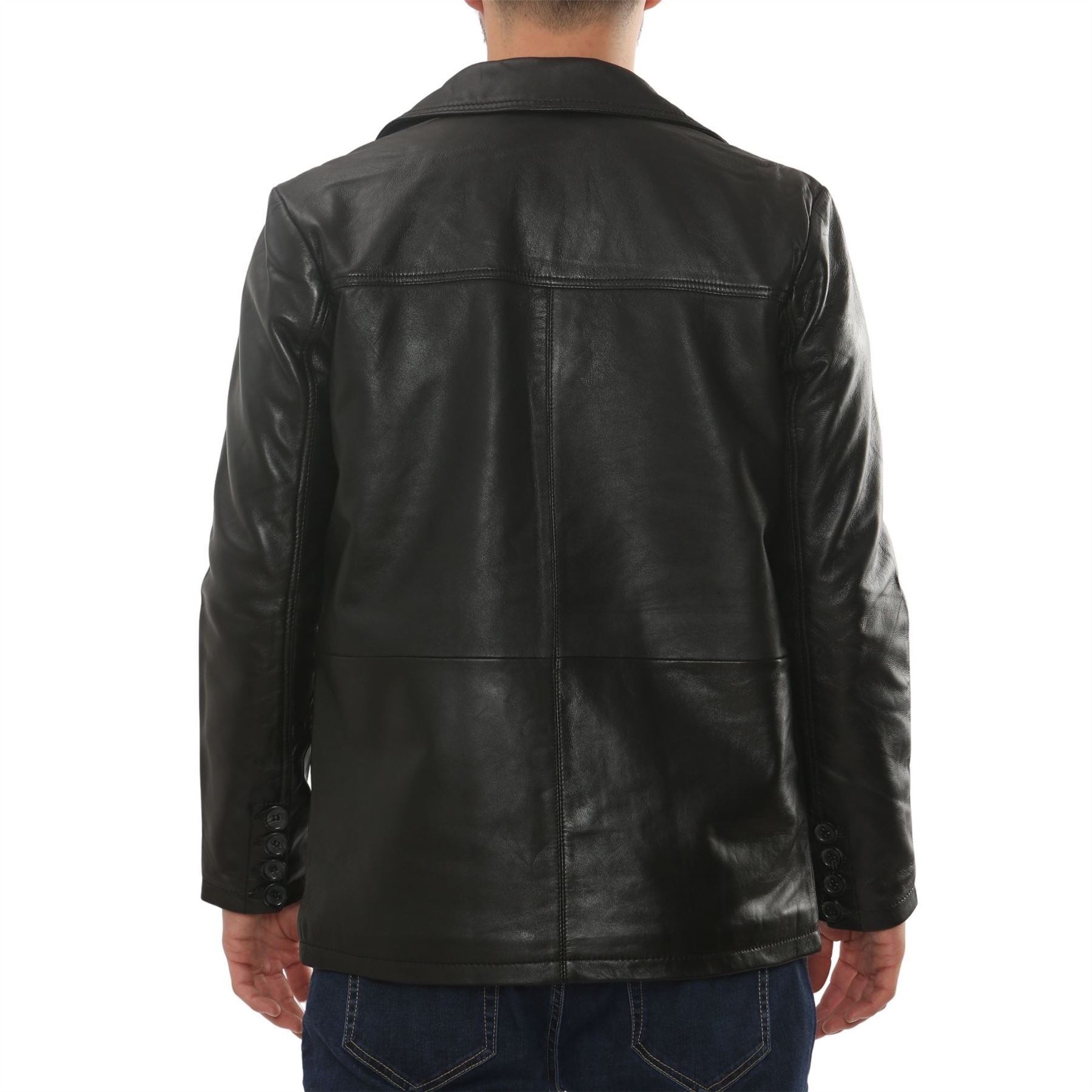 Men's Leather Car Coat Collared Blazer Style Jacket