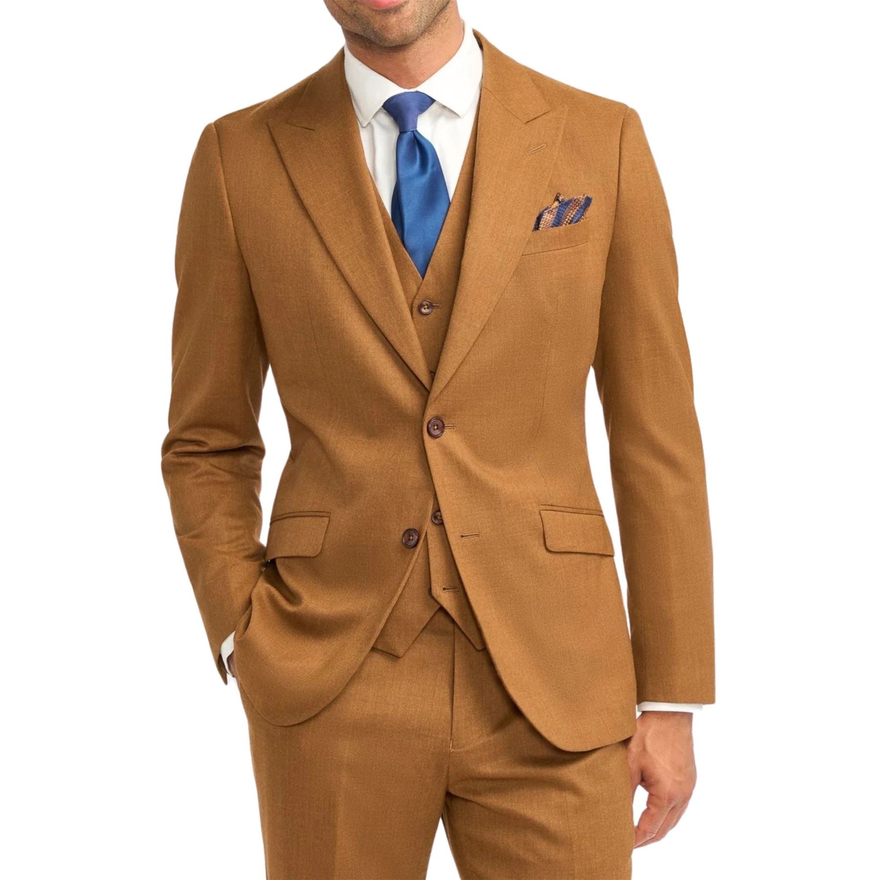 Men's Blazer Camel Brown Wool Sports Coat Formal Suit Jacket