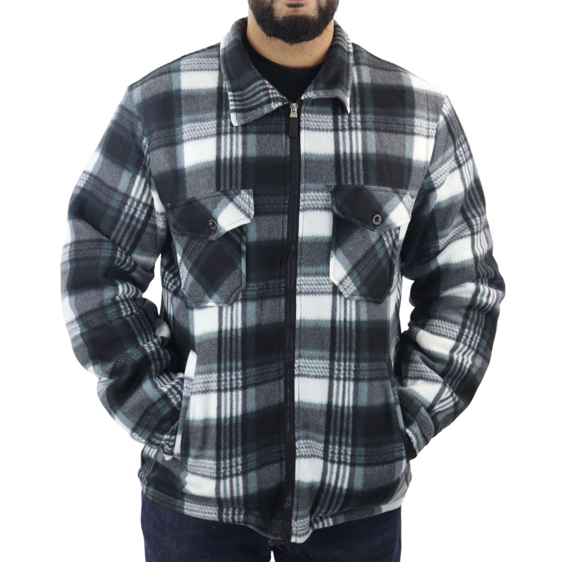 Men's Jumper Thermal Fleece Fur Lined Lumberjack Zipped Check Winter Shirt - Knighthood Store