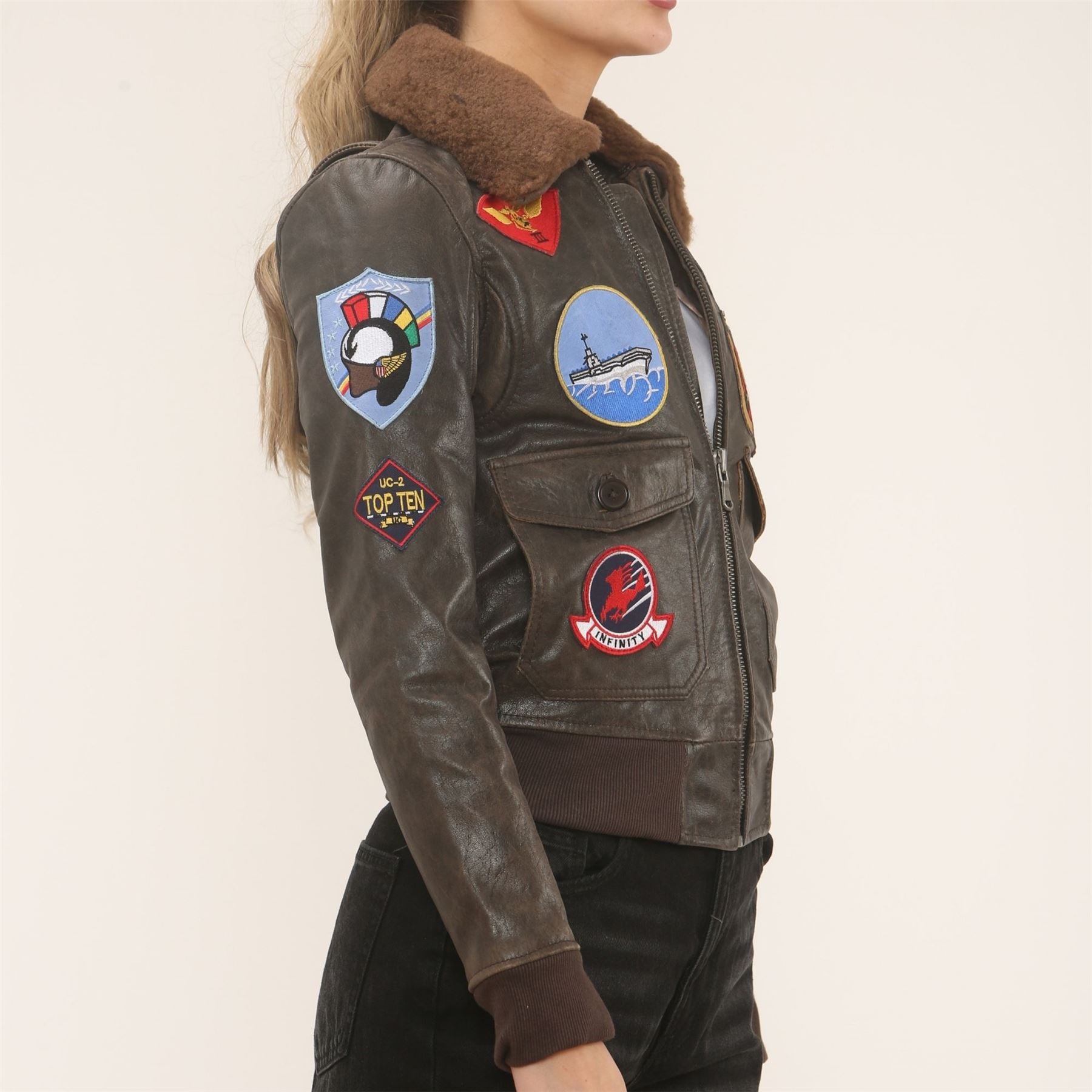 Women's Real Leather Air Force A2 Flight Bomber Jacket