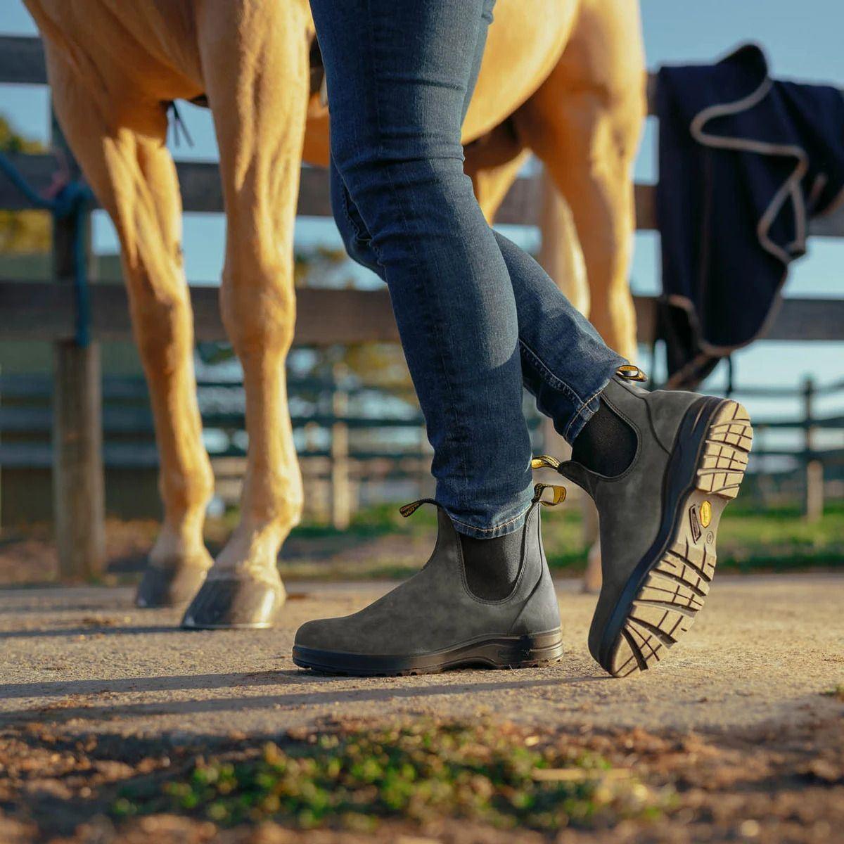 Blundstone 2055 Rustic Black Vintage Leather Chelsea Terrain Boots Slip On Retro - Knighthood Store