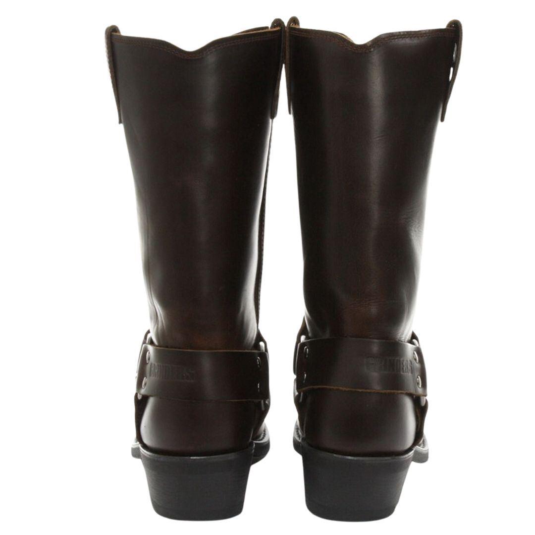 Unisex Real Leather Hi Biker Boots Rock Punk Grinders Buckle Cowboy Riding - Knighthood Store