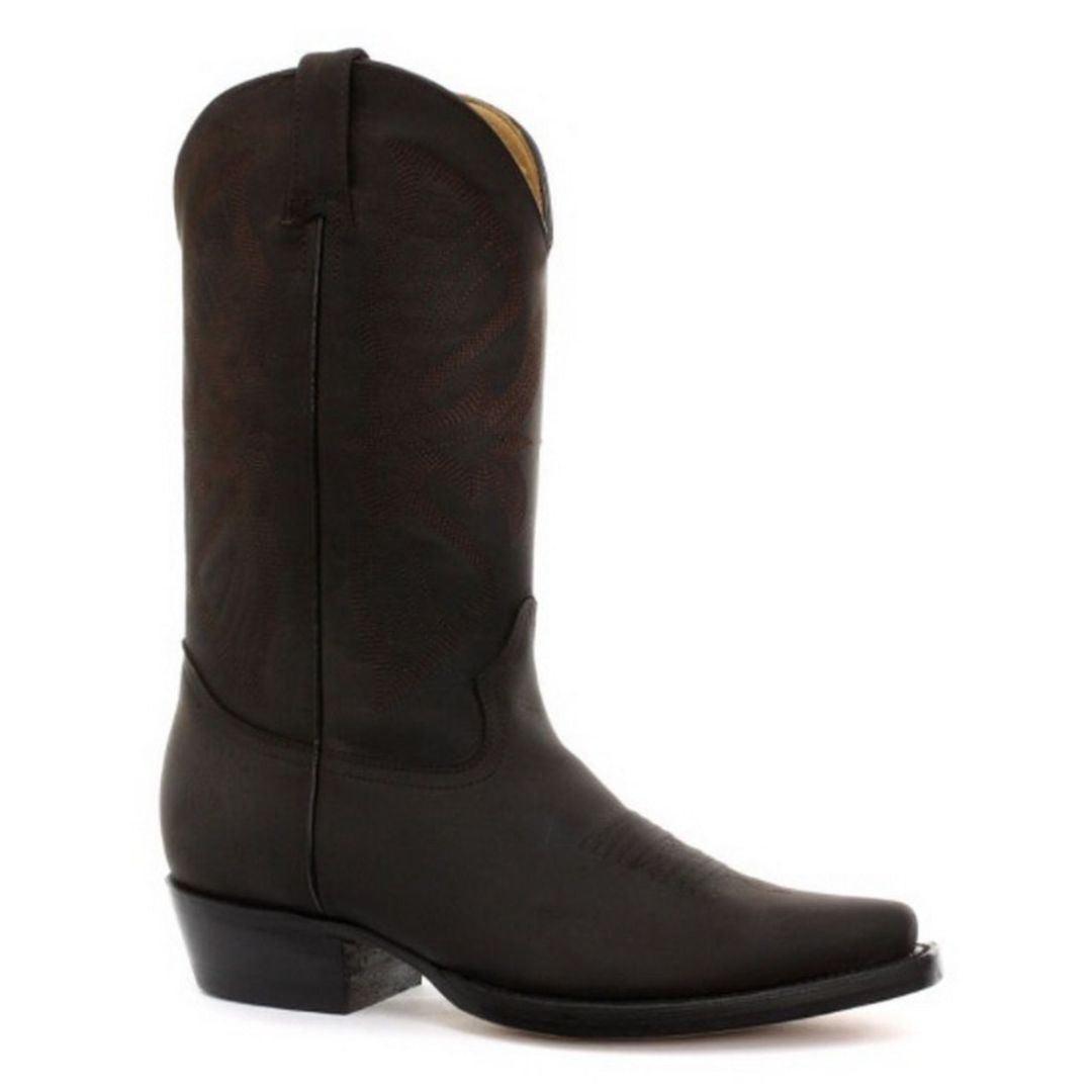 Mens Cowboy Boots Pointed Black Brown Grinders Louisiana Real Leather Western Cuban - Knighthood Store