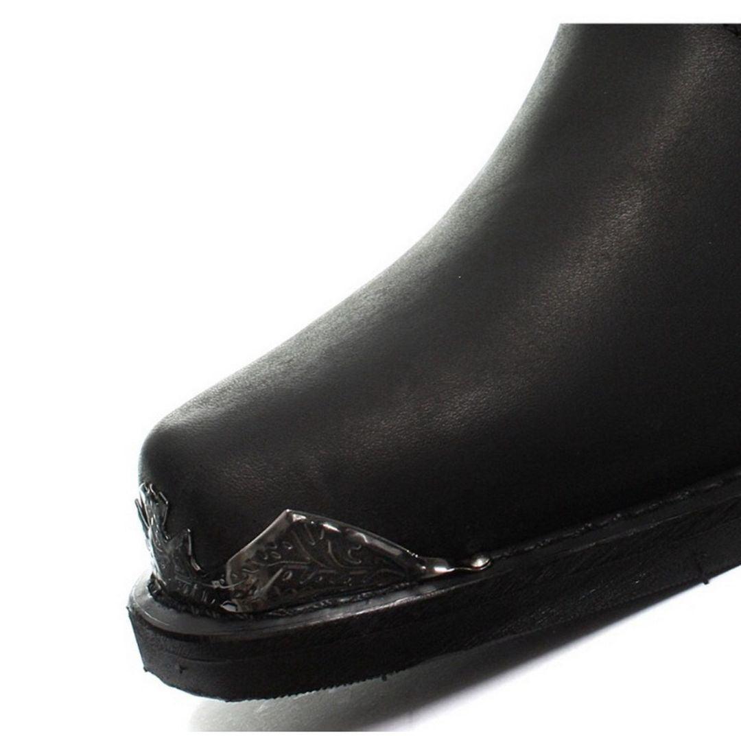 Mens Real Leather Lo Biker Boots Rock Punk Grinders Eagle Buckle Metal Toe - Knighthood Store