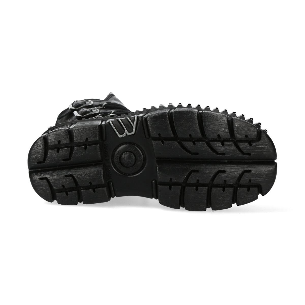 New Rock Boots Punk WALL373-S6 Unisex Metallic Black Leather Platform EMO - Knighthood Store