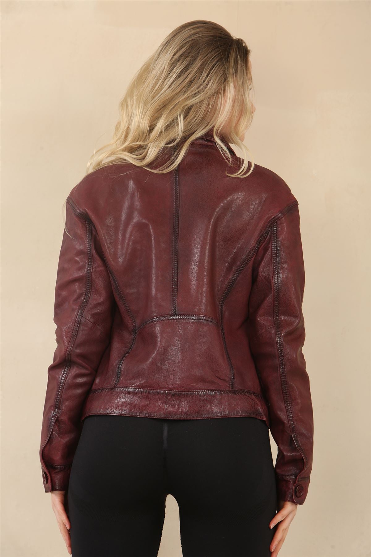 Women's Retro Classic Collar Biker Leather Jacket