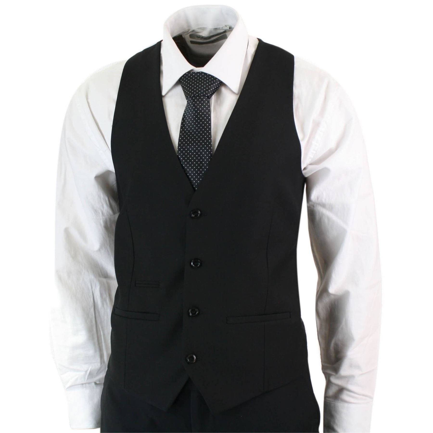 Mens 3 Piece Black Tailored Fit Complete Suit Classic Doorman Morning Funeral