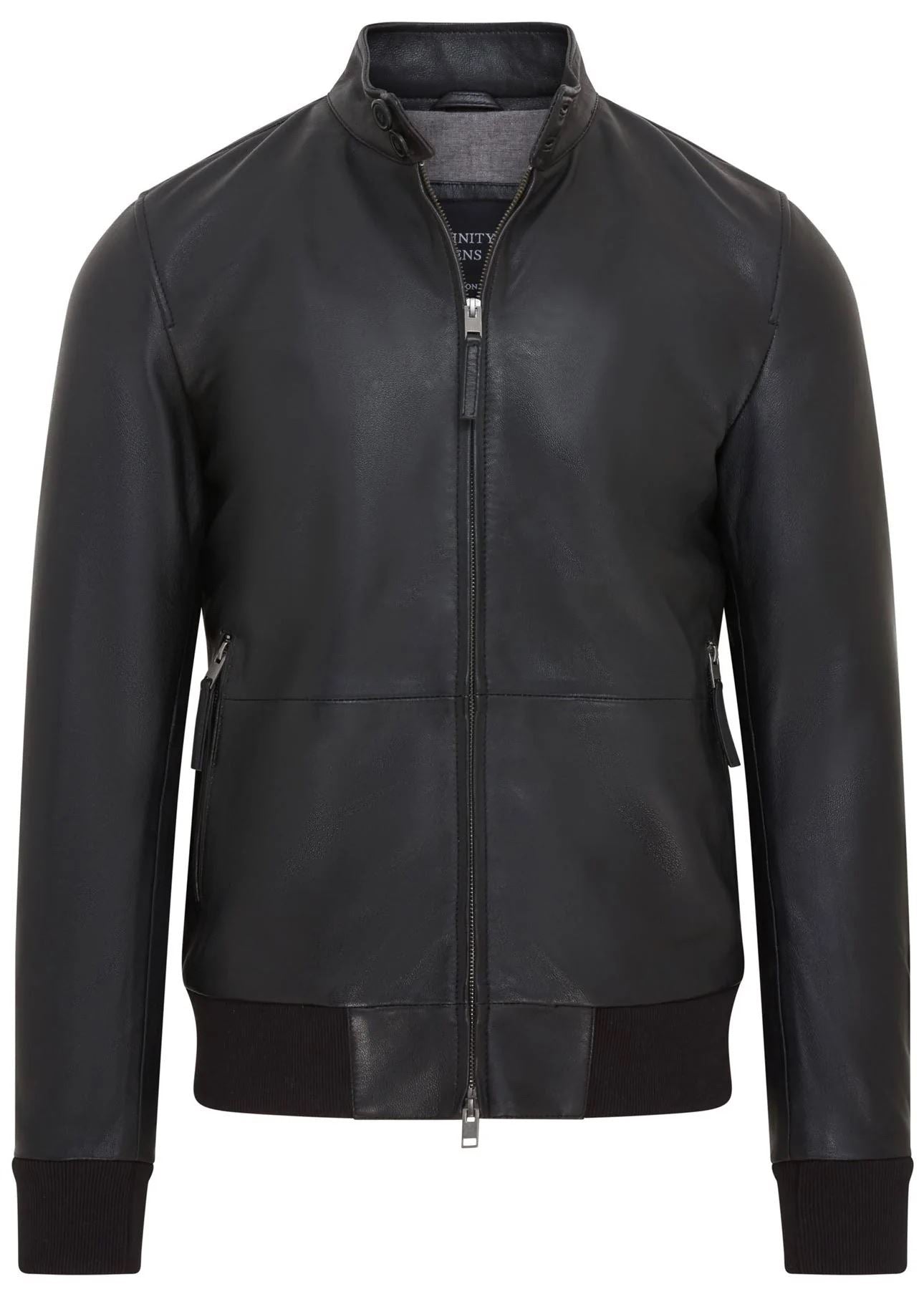 Men's Black Retro Real Leather Bomber Jacket