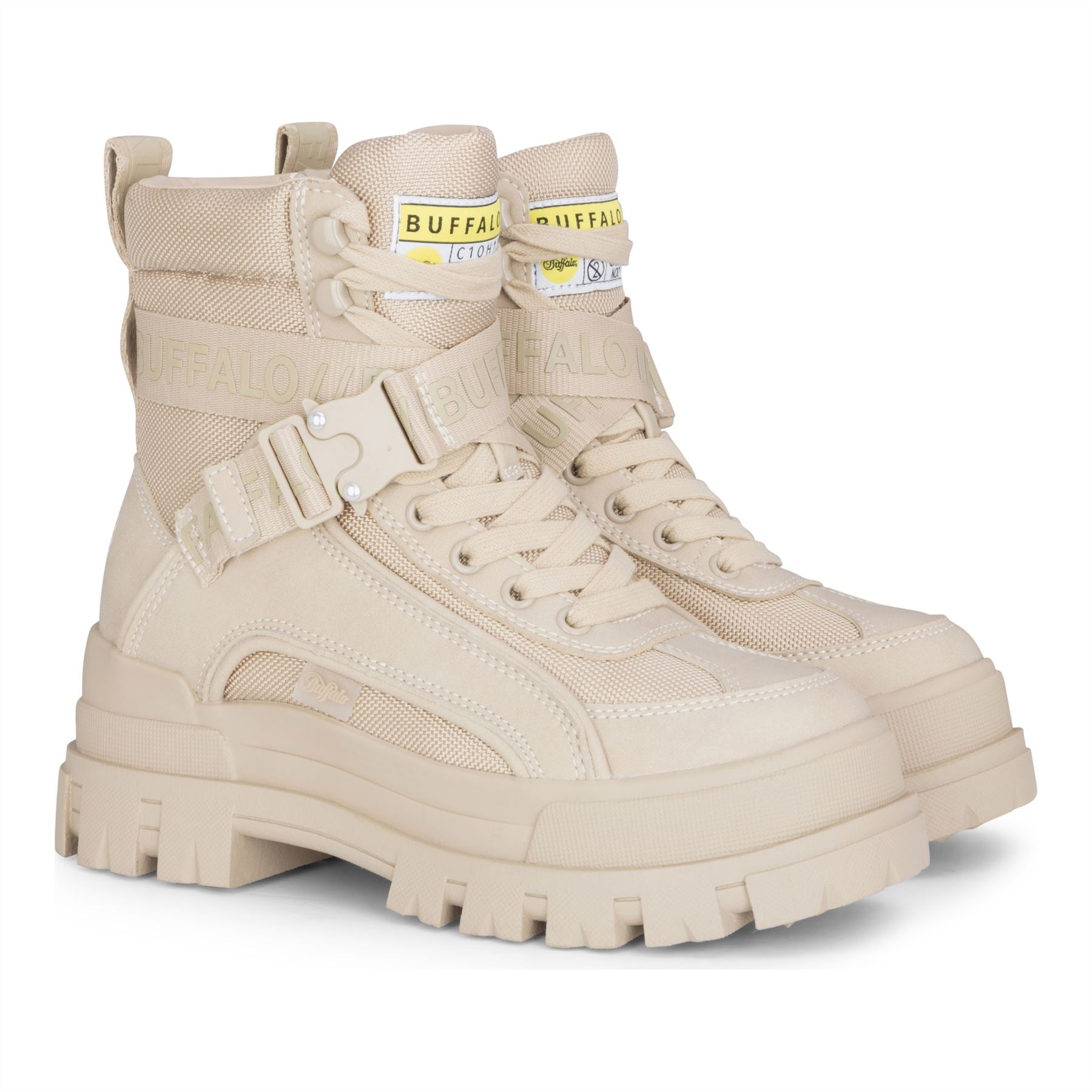 ASPHA COM1 - Women’s Beige Combat Platform Boots