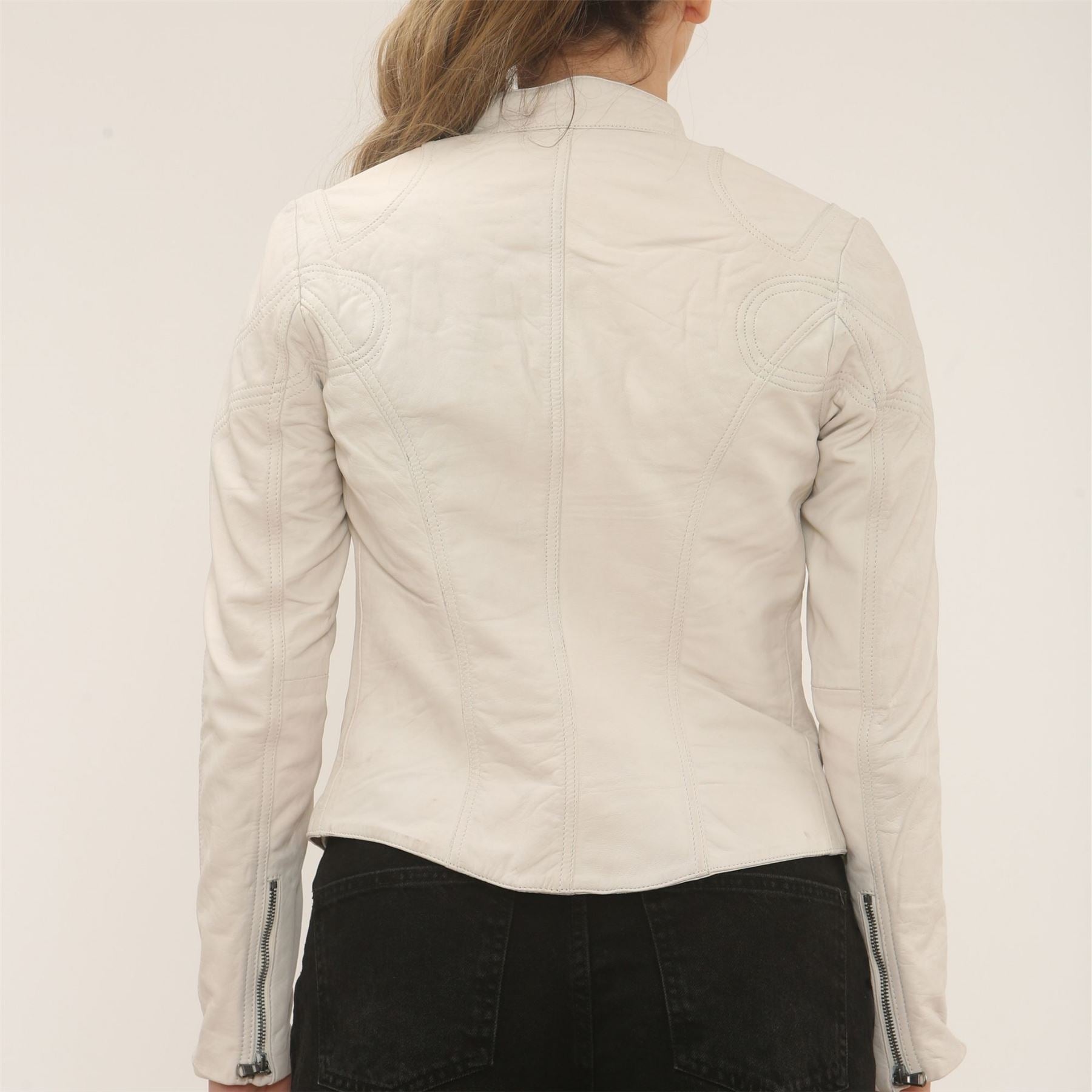 Women's Real Leather Classic Racer Style Biker Jacket